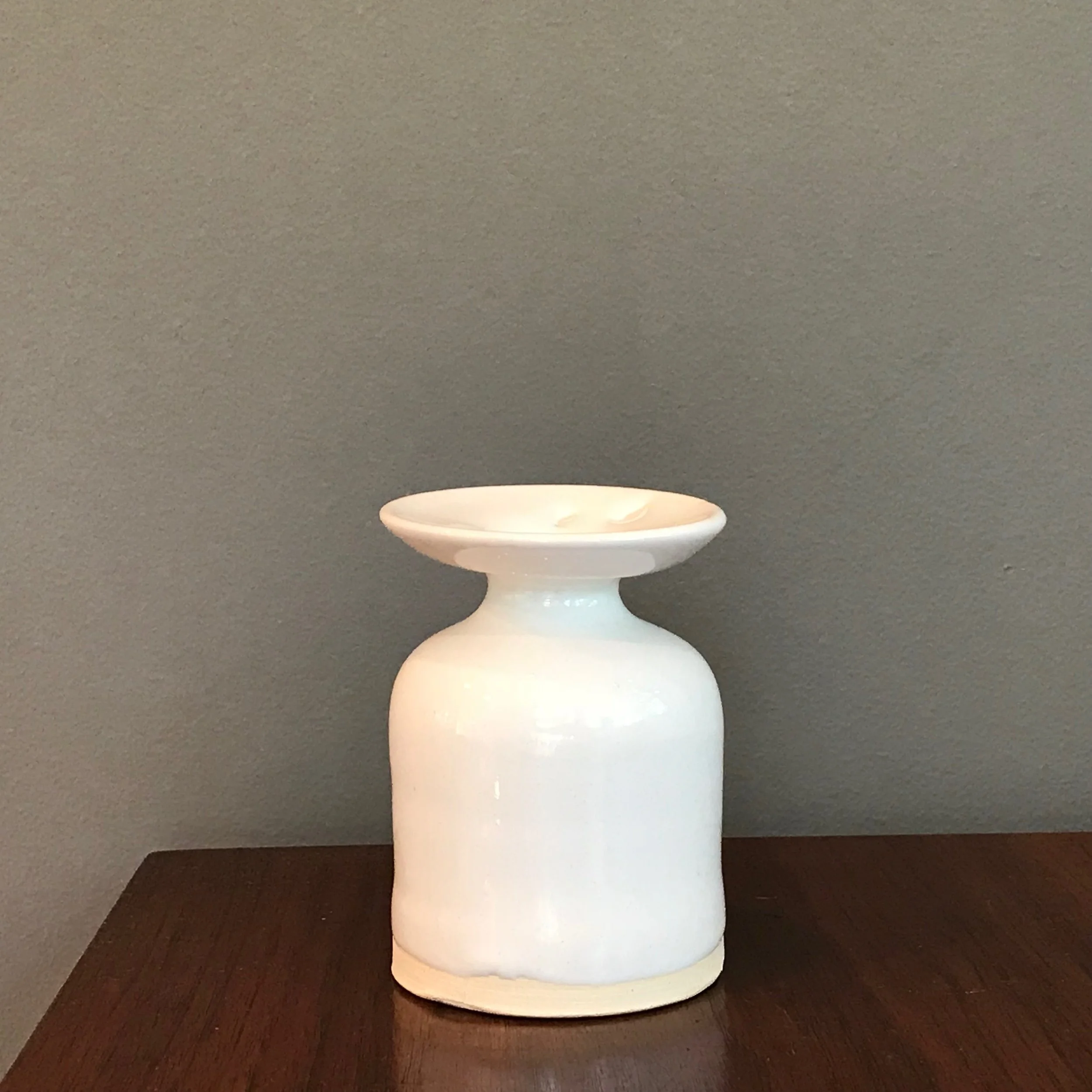 bud vase with wide collar and blotchy glaze