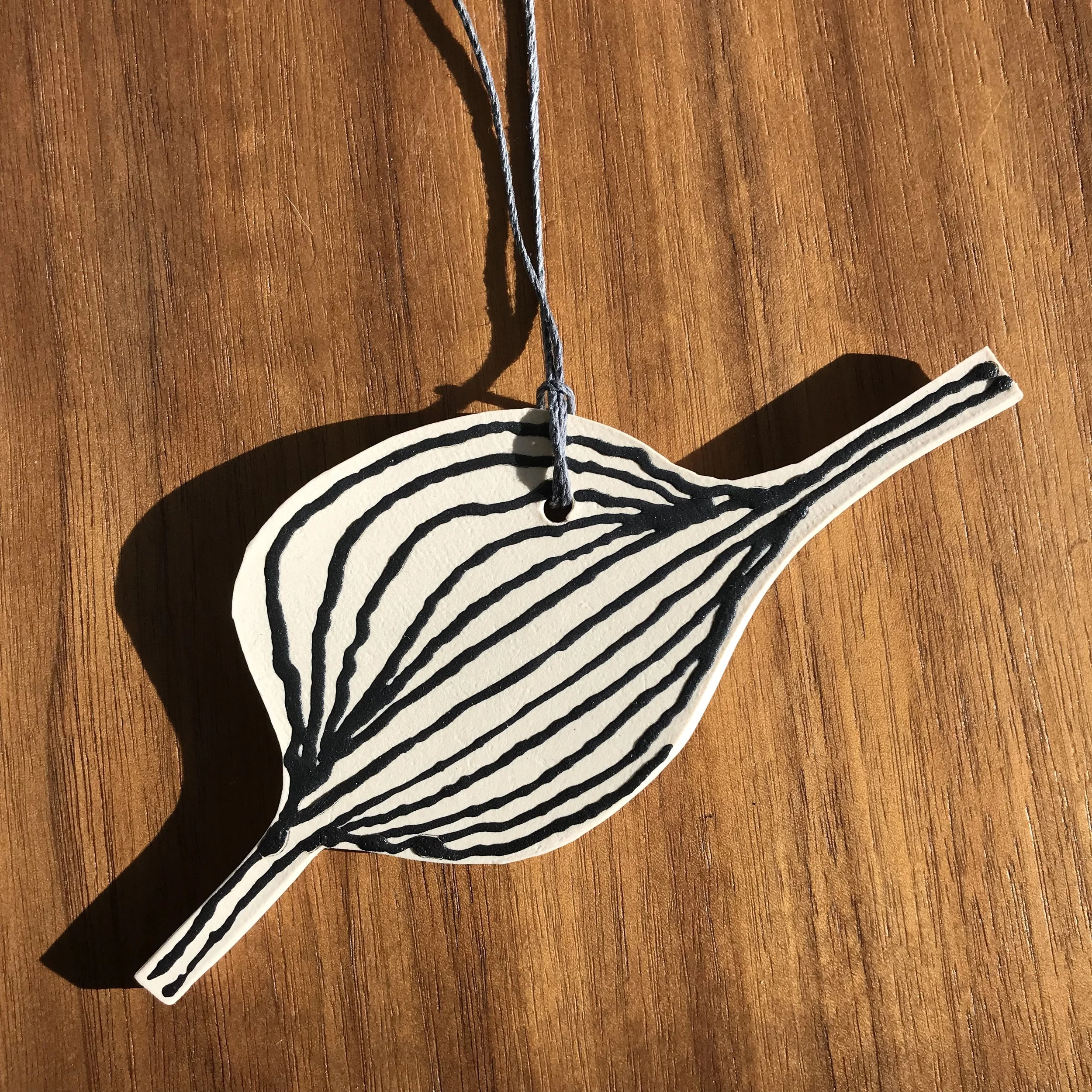 6" black and white ornament