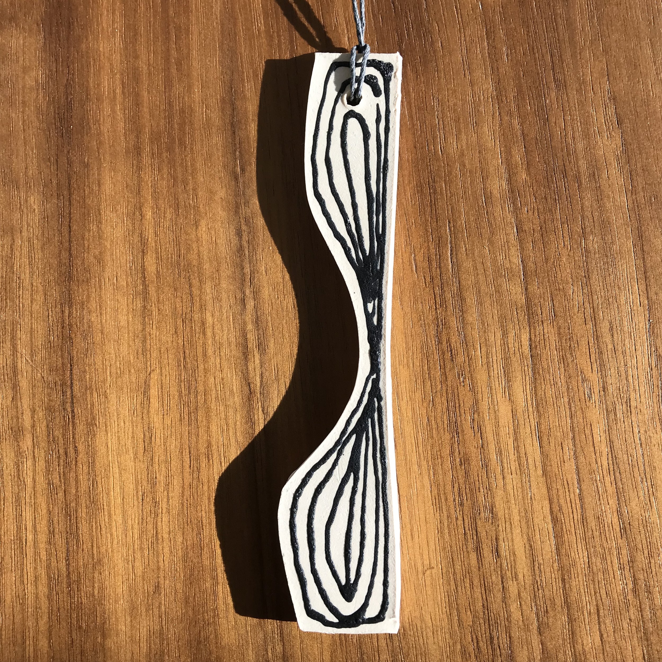 6" black and white ornament