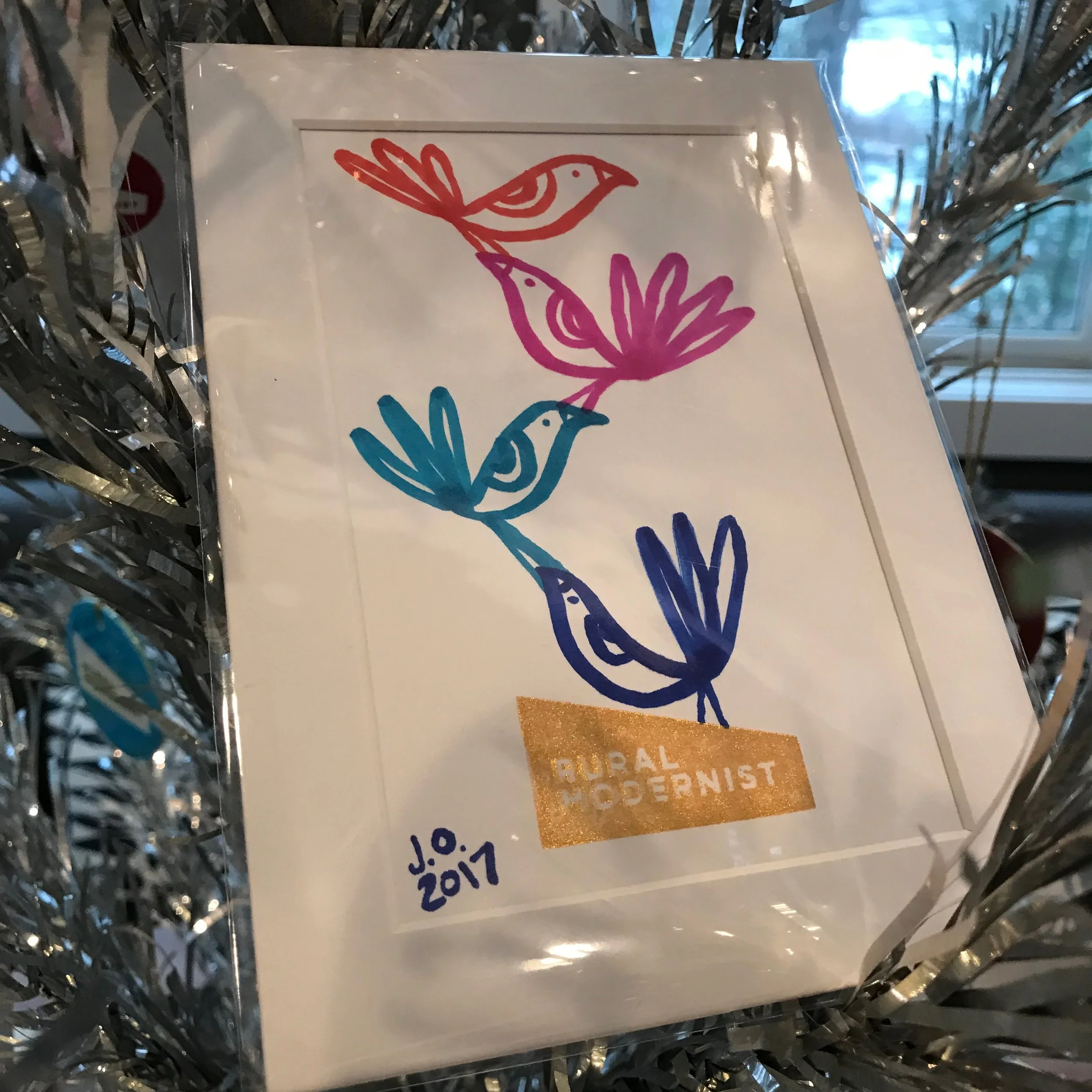 orange, pink, cyan, navy blue birds (non-smoking)