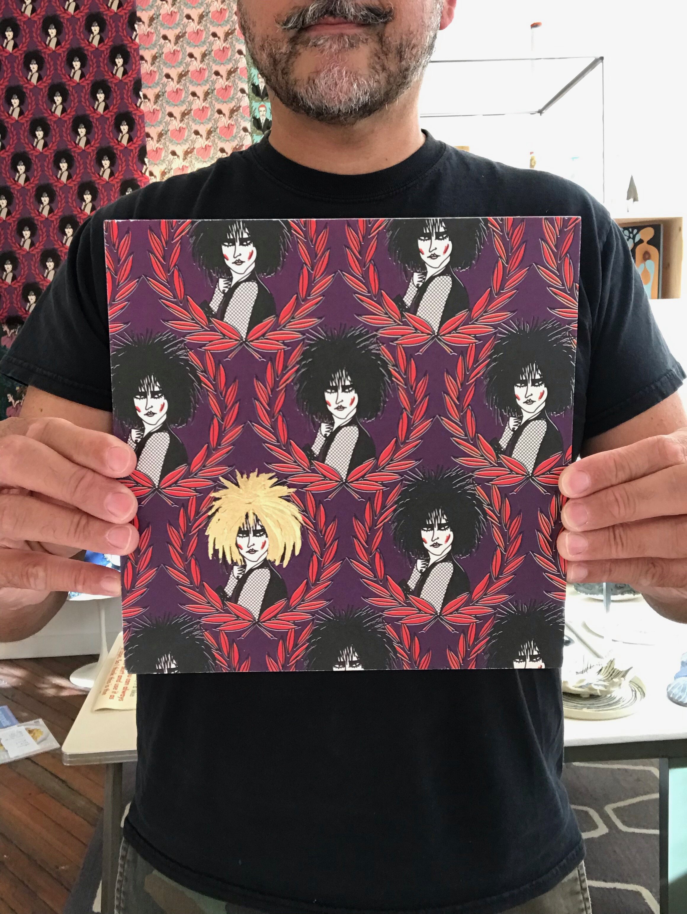 Siouxie on wood panel with gold leaf accent A