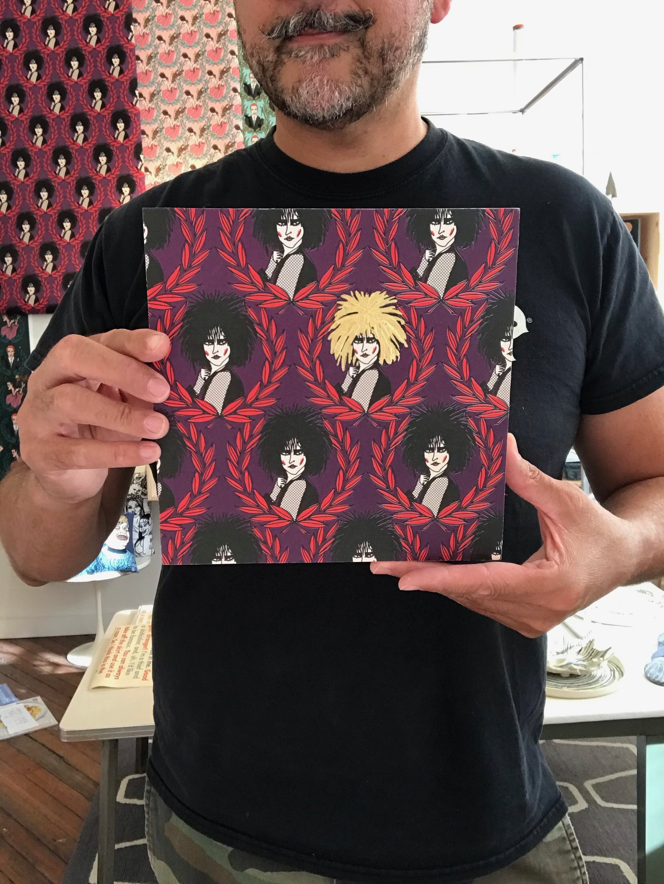 Siouxie on wood panel with gold leaf accent, B