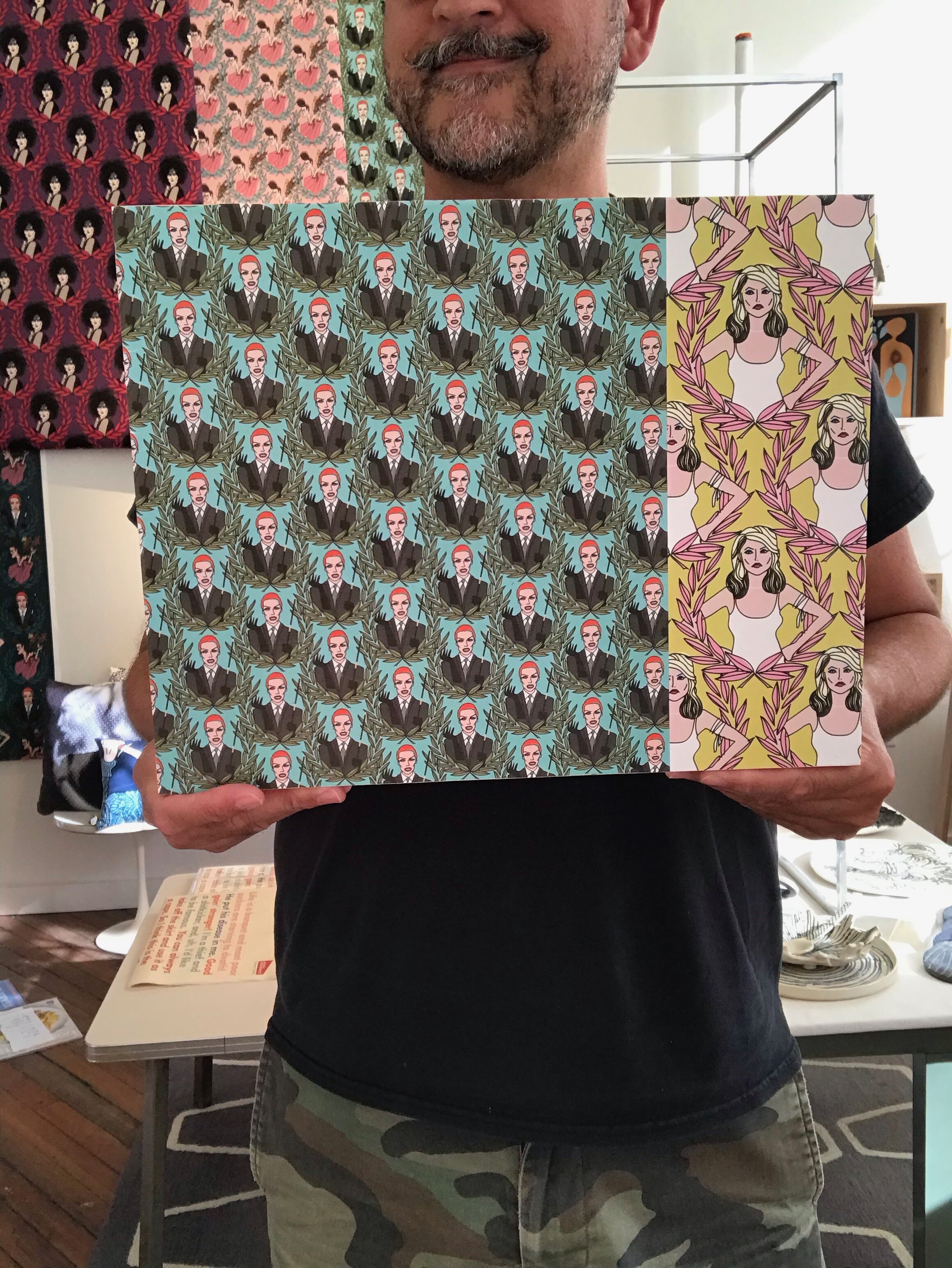 Annie and Debbie collage on wood panel, large