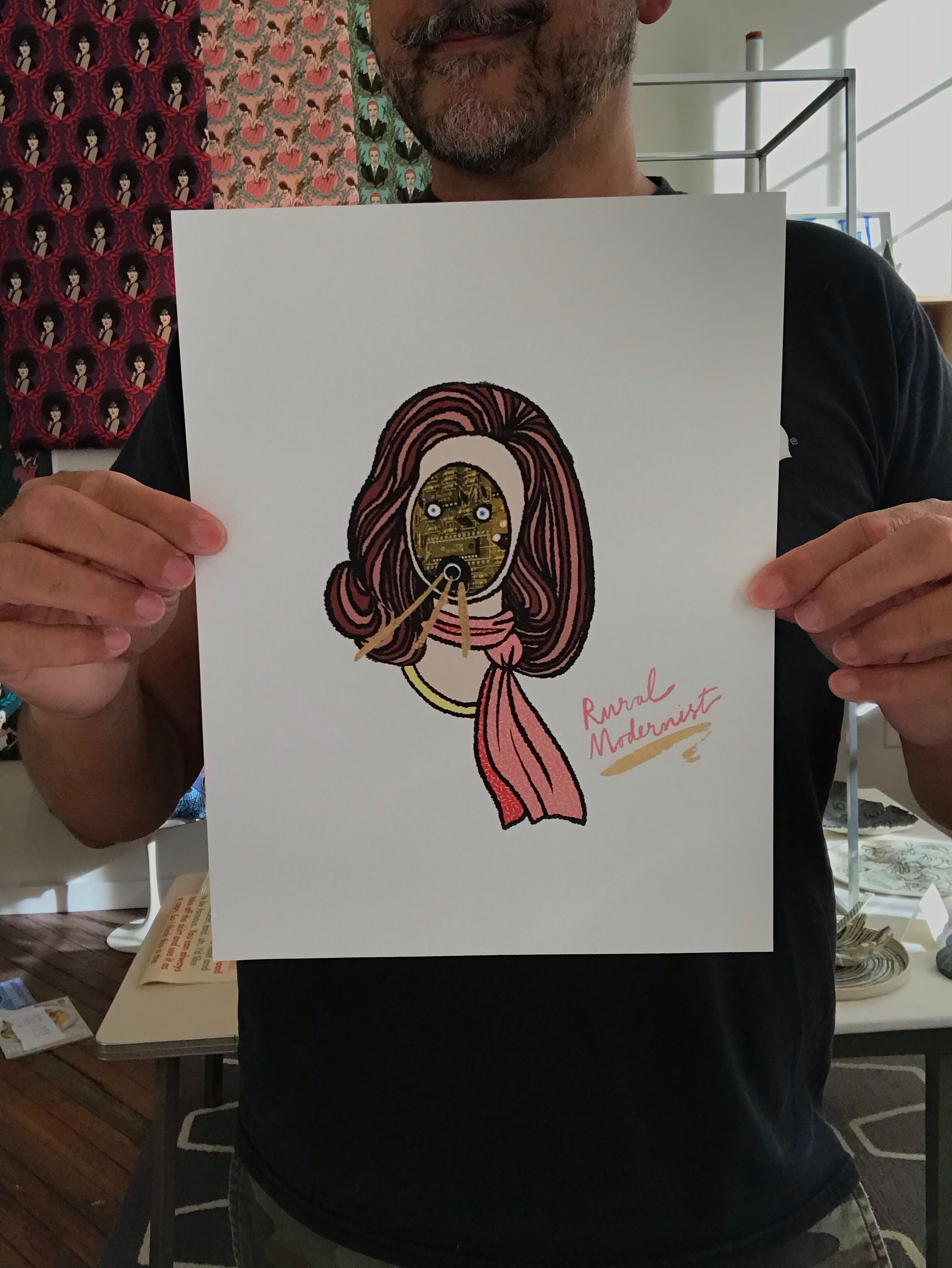 Fembot with gold leaf accents