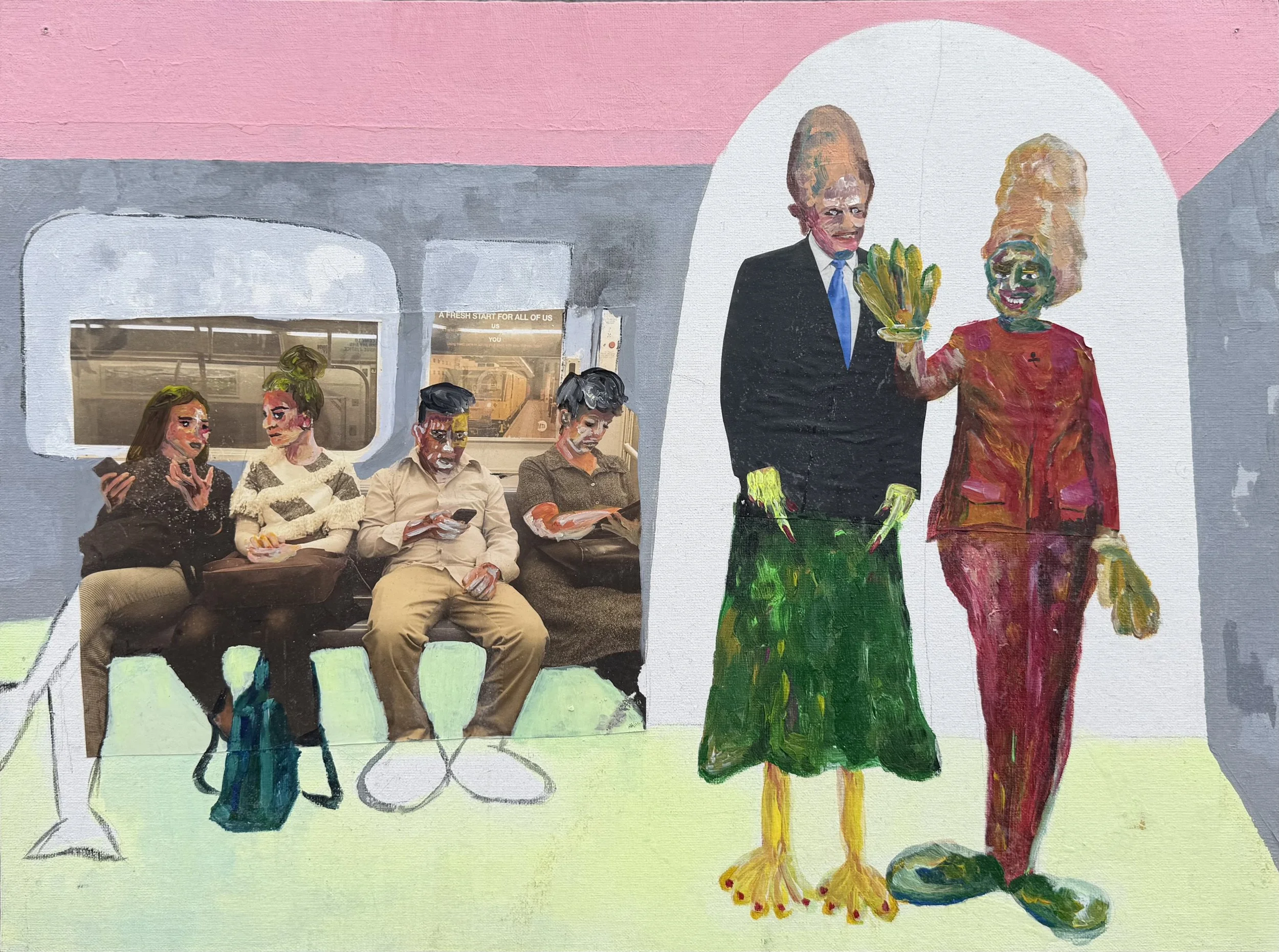   Lesson 3: If you see something say something   2016  24” x 18”  Print-outs and acrylic on canvas panel 