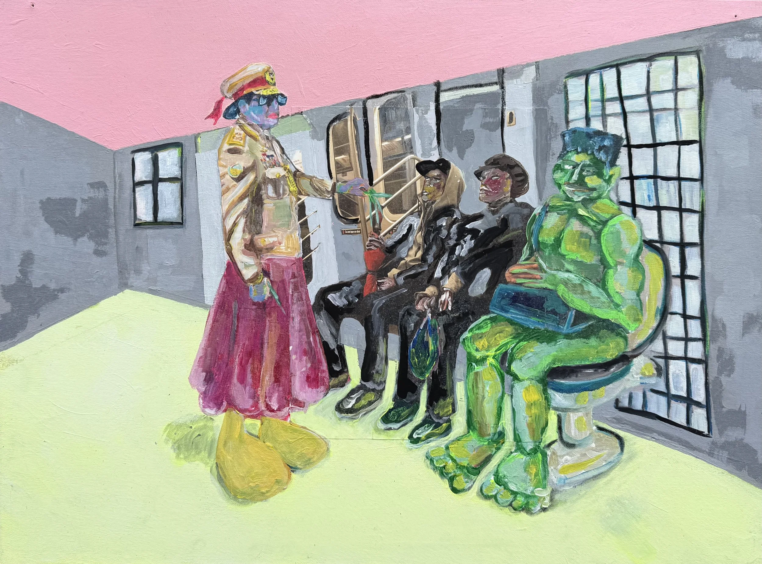   Great Seats for All of Us   2016  24” x 18”  Print-outs and acrylic on canvas panel 