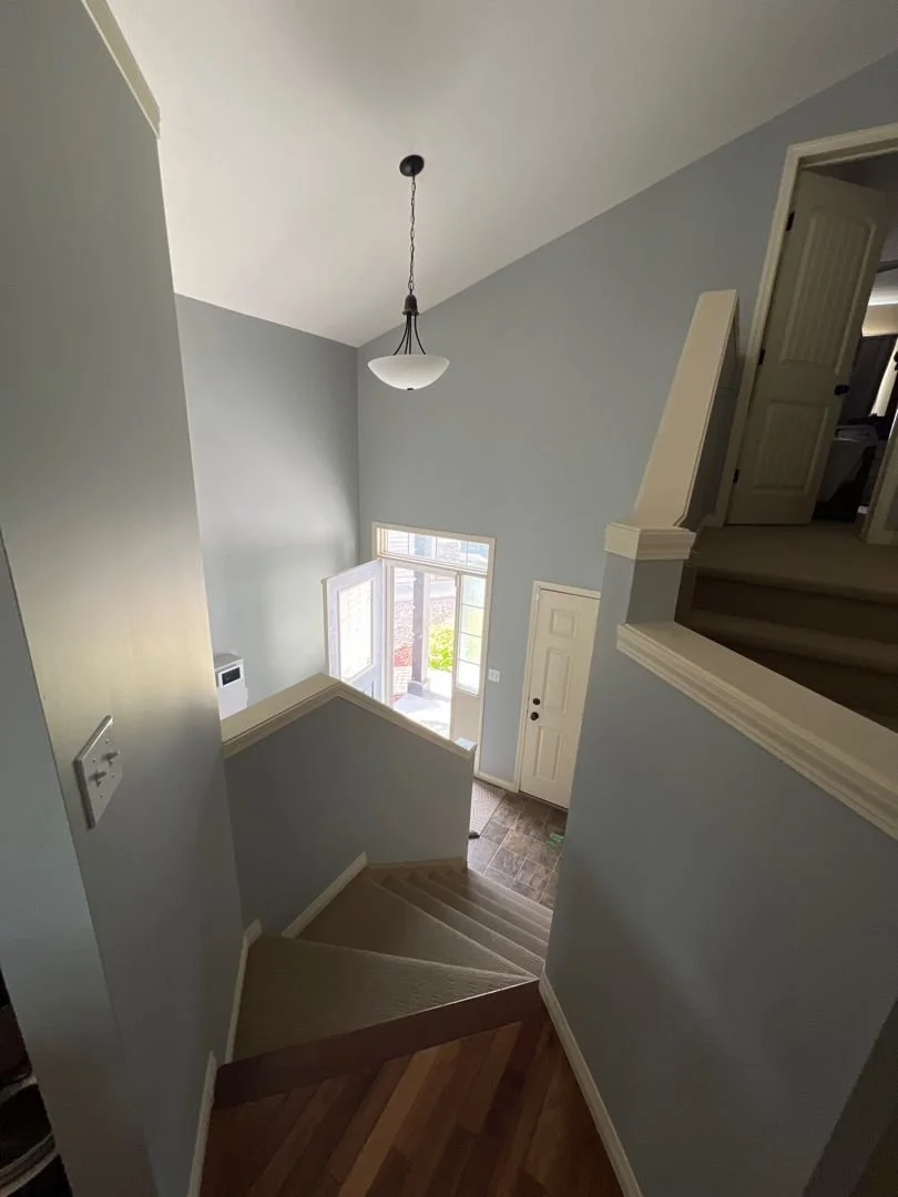 grey stairwell interior