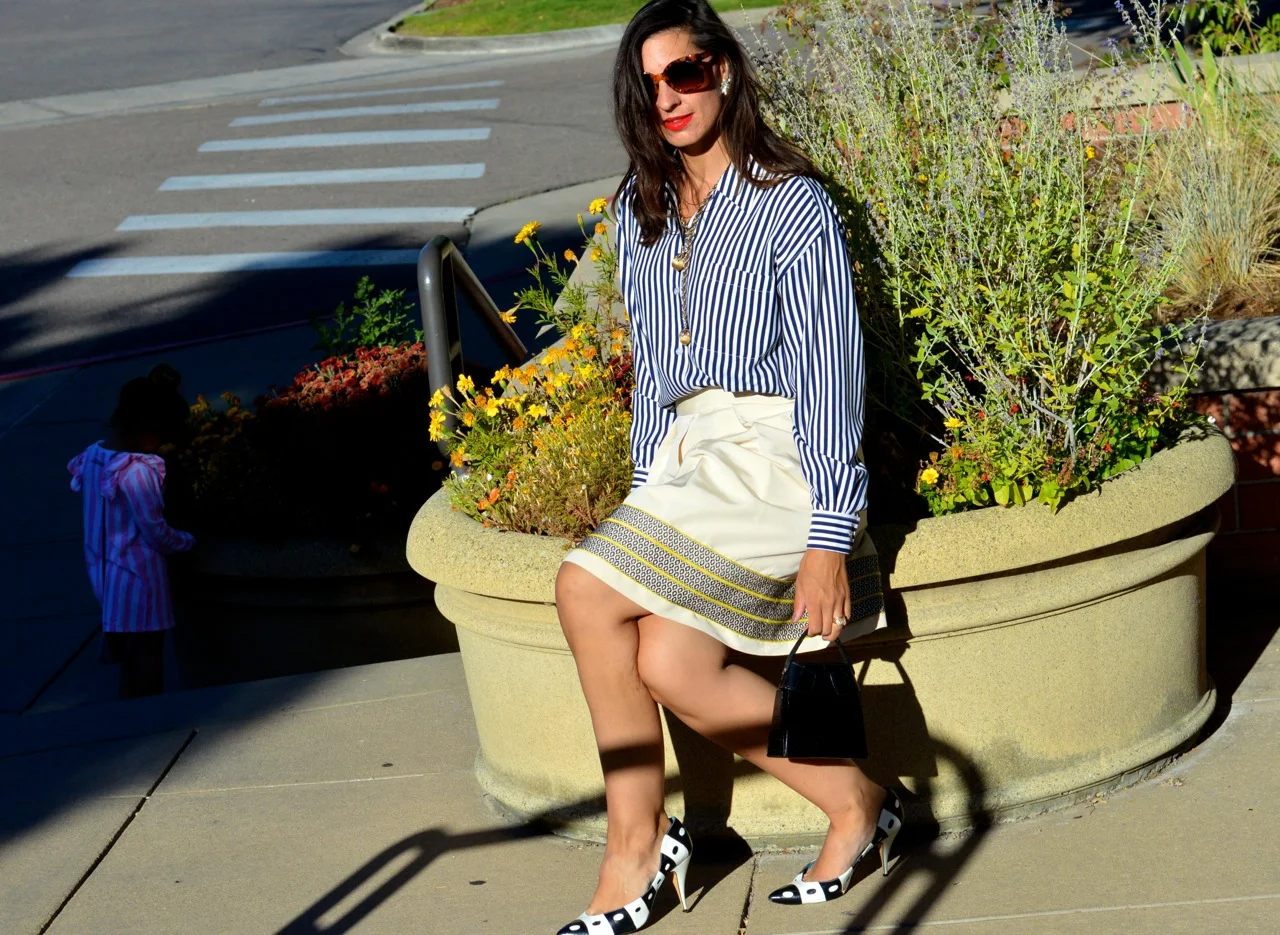 Striped Silk Blouse for Library Day