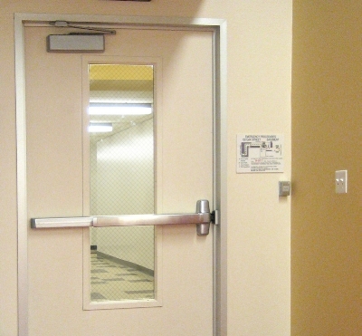Wire frame glass used in a school