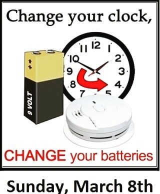 Just a reminder to move your clocks forward today! It's also a good idea to change out batteries in all smoke detectors. Happy Sunday all! ⏰🔋