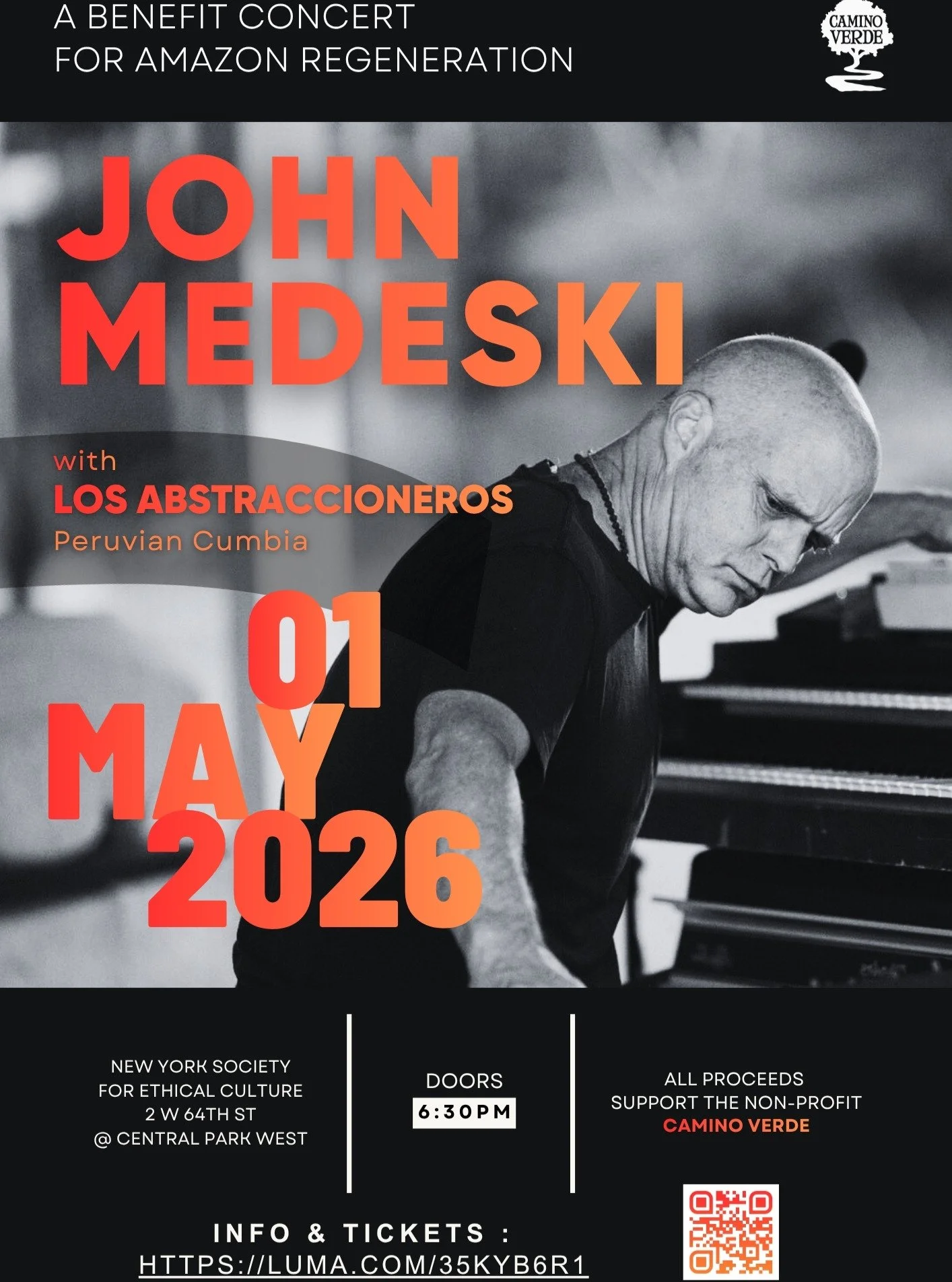 Come for the jazz. Stay for the cumbia. Leave knowing you helped restore the Amazon. 🌳🎶

@johnmedeski + Los Abstraccioneros &mdash; live in New York, May 1st, at @ethicalnyc .

All proceeds support Camino Verde 💚
🎟️ luma.com/35kyb6r1