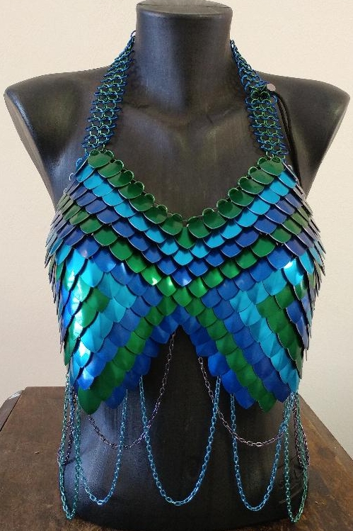 scalemaille halter top blue light blue green machine chains