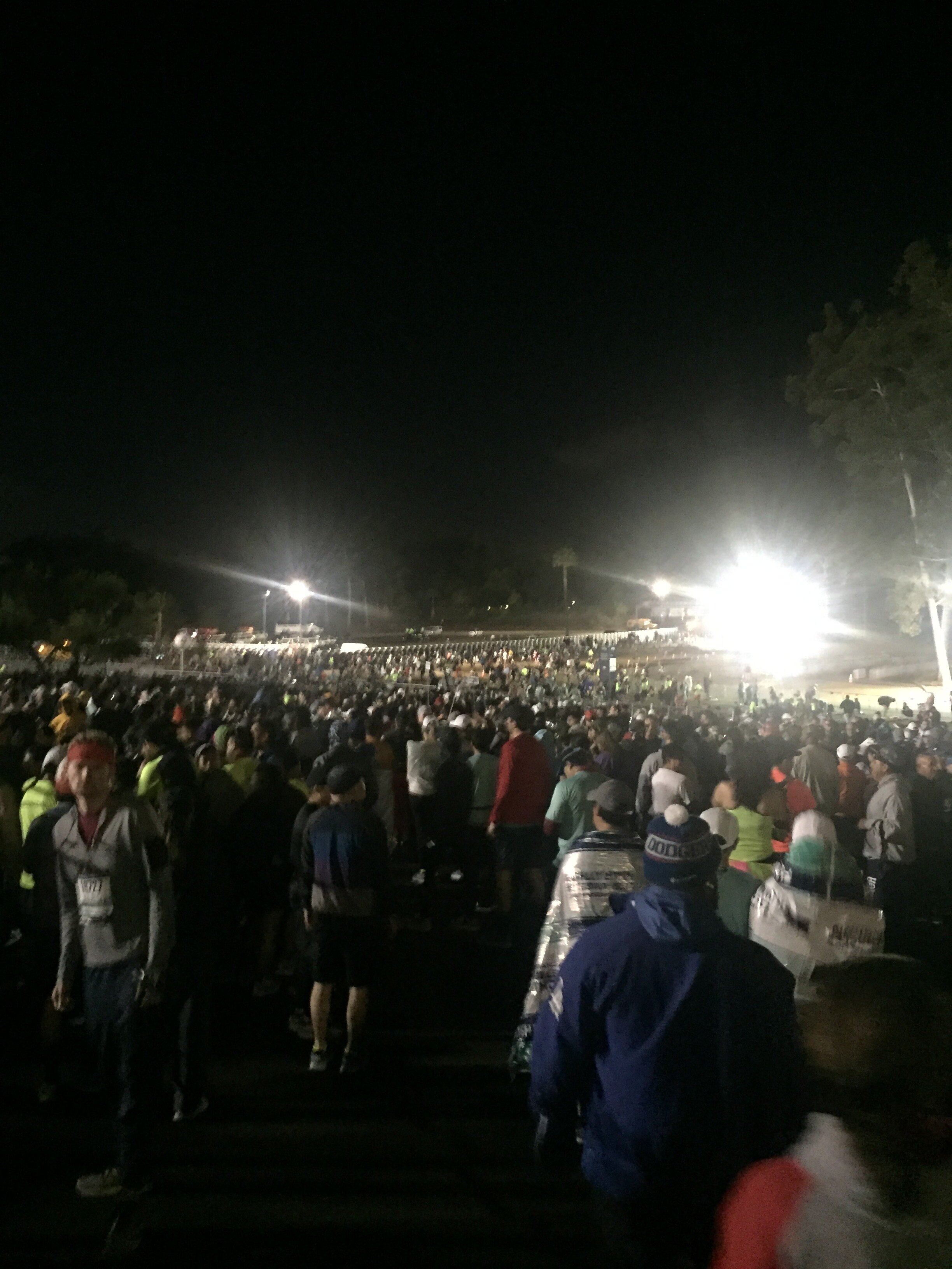 In the corral waiting for the start of the Los Angeles Marathon 2020.