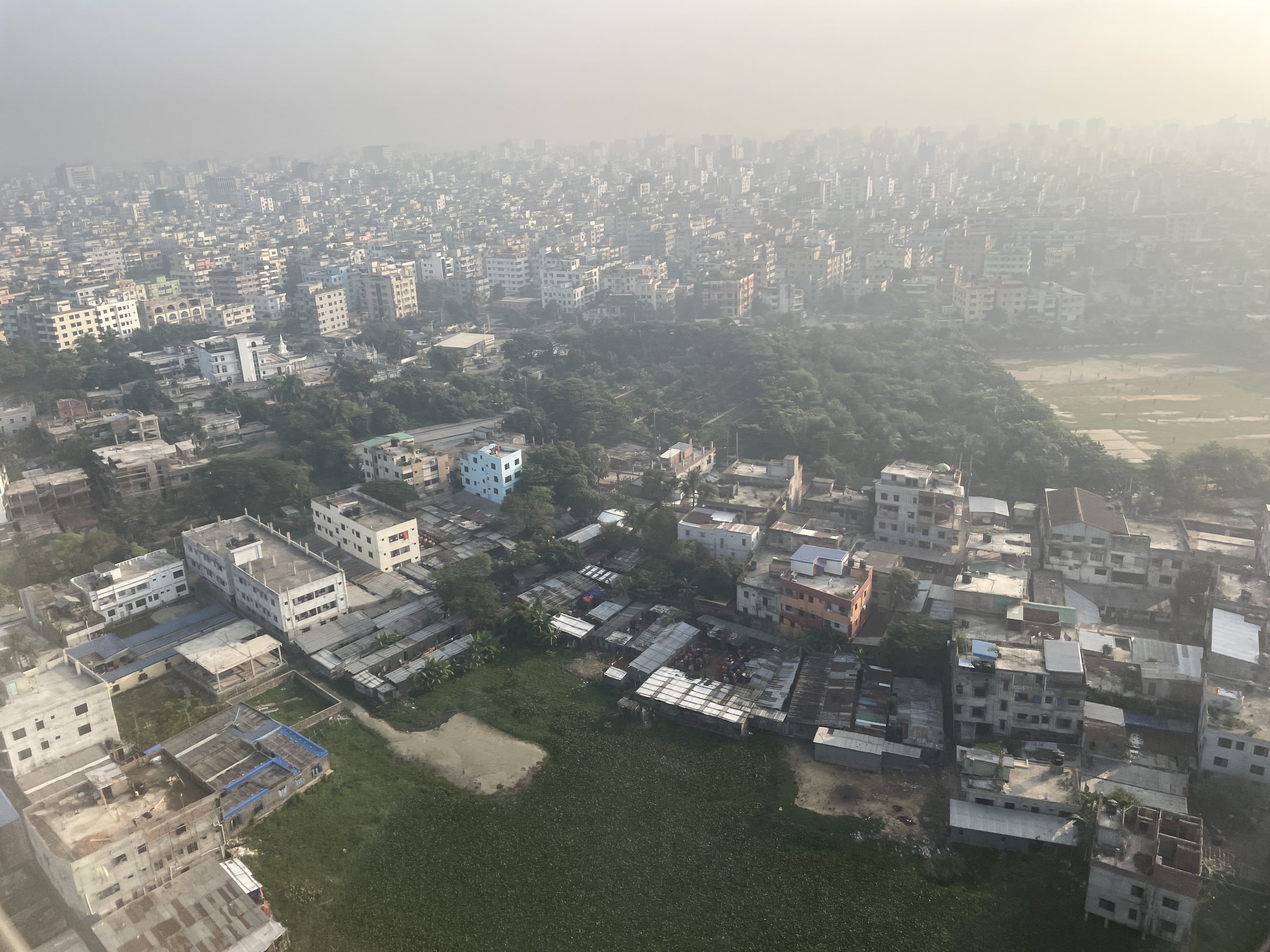 Coming in to land in Dhaka.