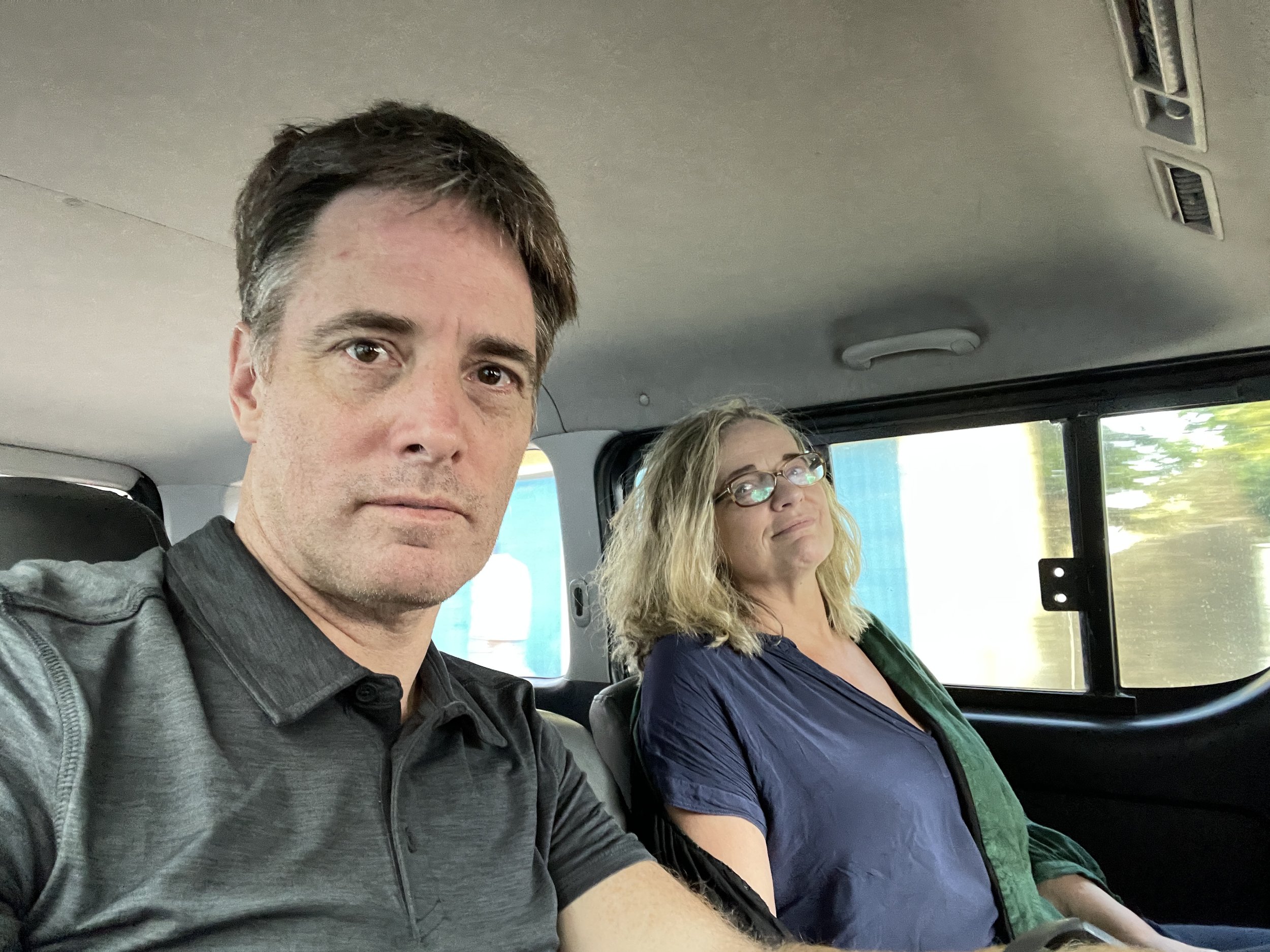 Rosie Waller and me on the way to CRS office in Dhaka for a Security Briefing.