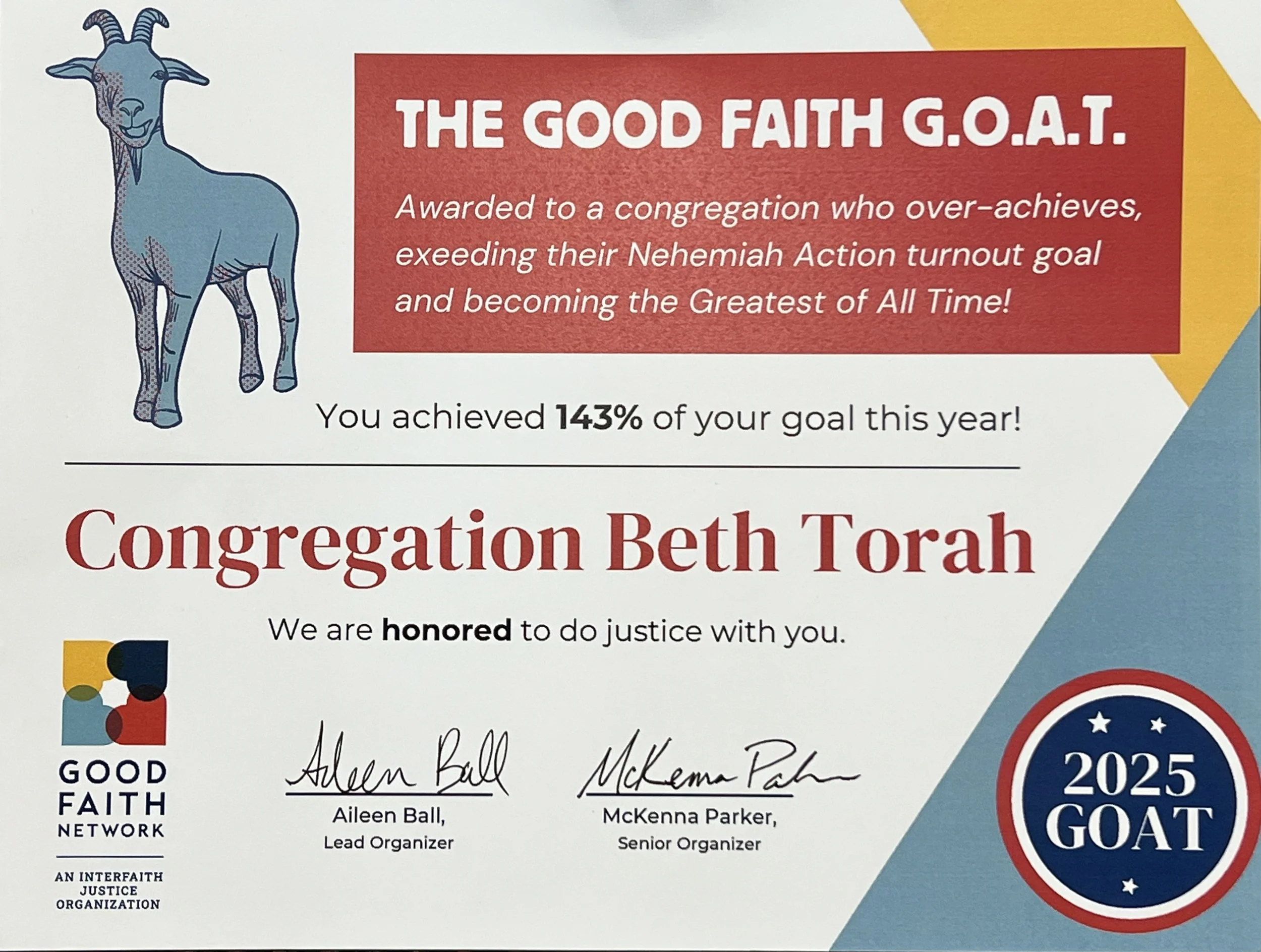 The Good Faith Network — Congregation Beth Torah