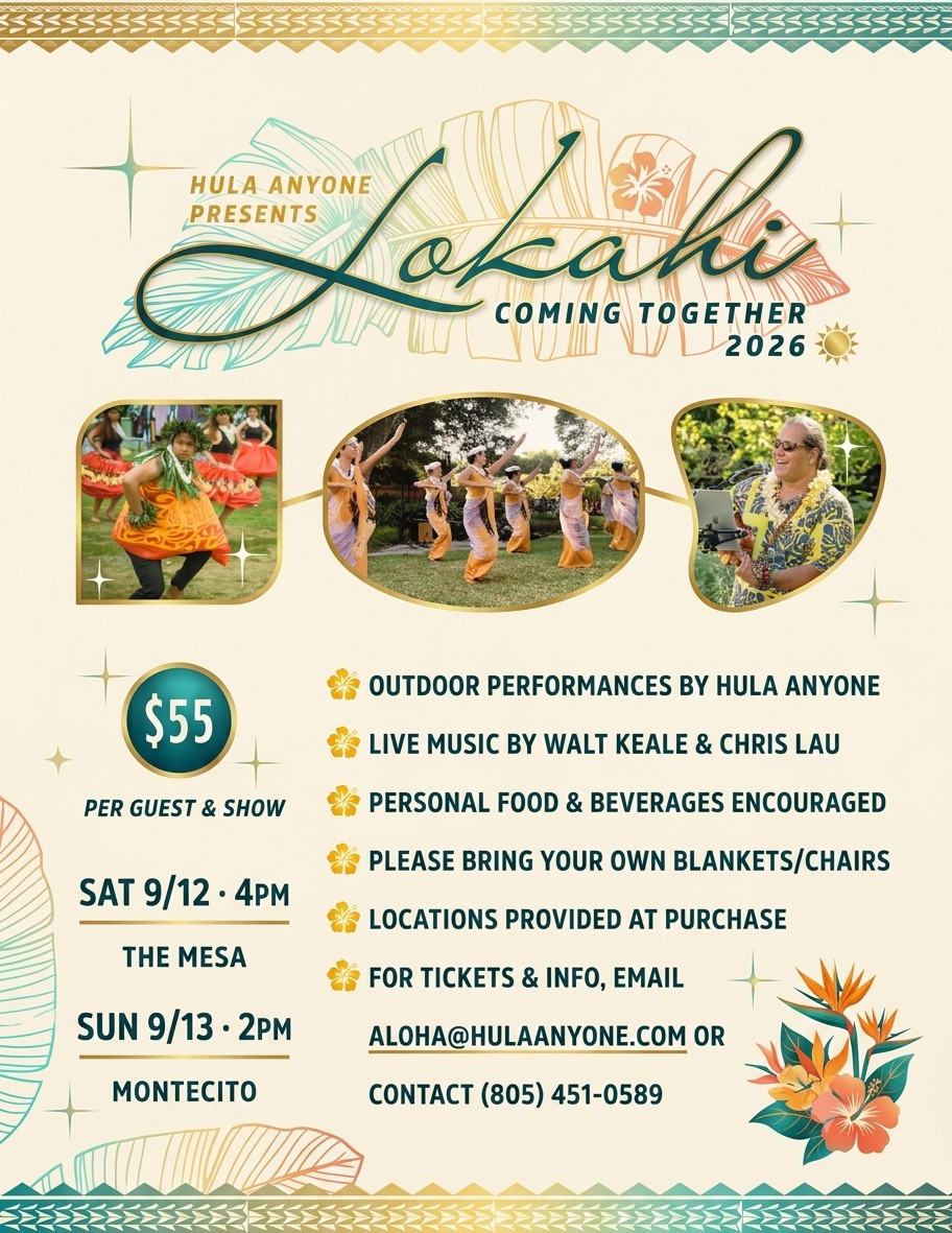 Hawaiian music Lokahi concert. Hula Anyone's annual 2026 concert series