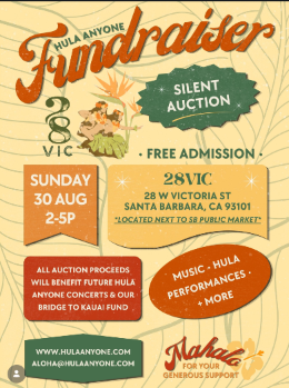 Hula Anyone annual Silent Auction, Bridging Santa Barbara to Kauaʻi: Join Us for an Afternoon of Aloha, and Giving at 28Vic Santa Barbara Public Market