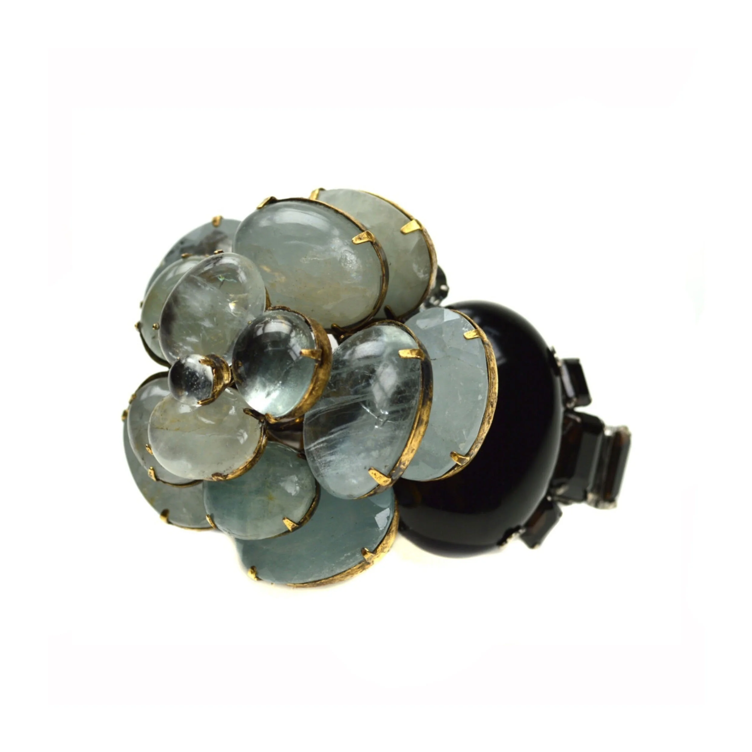 Aquamarine Flower Cuff with Pin (CF1F-15A)