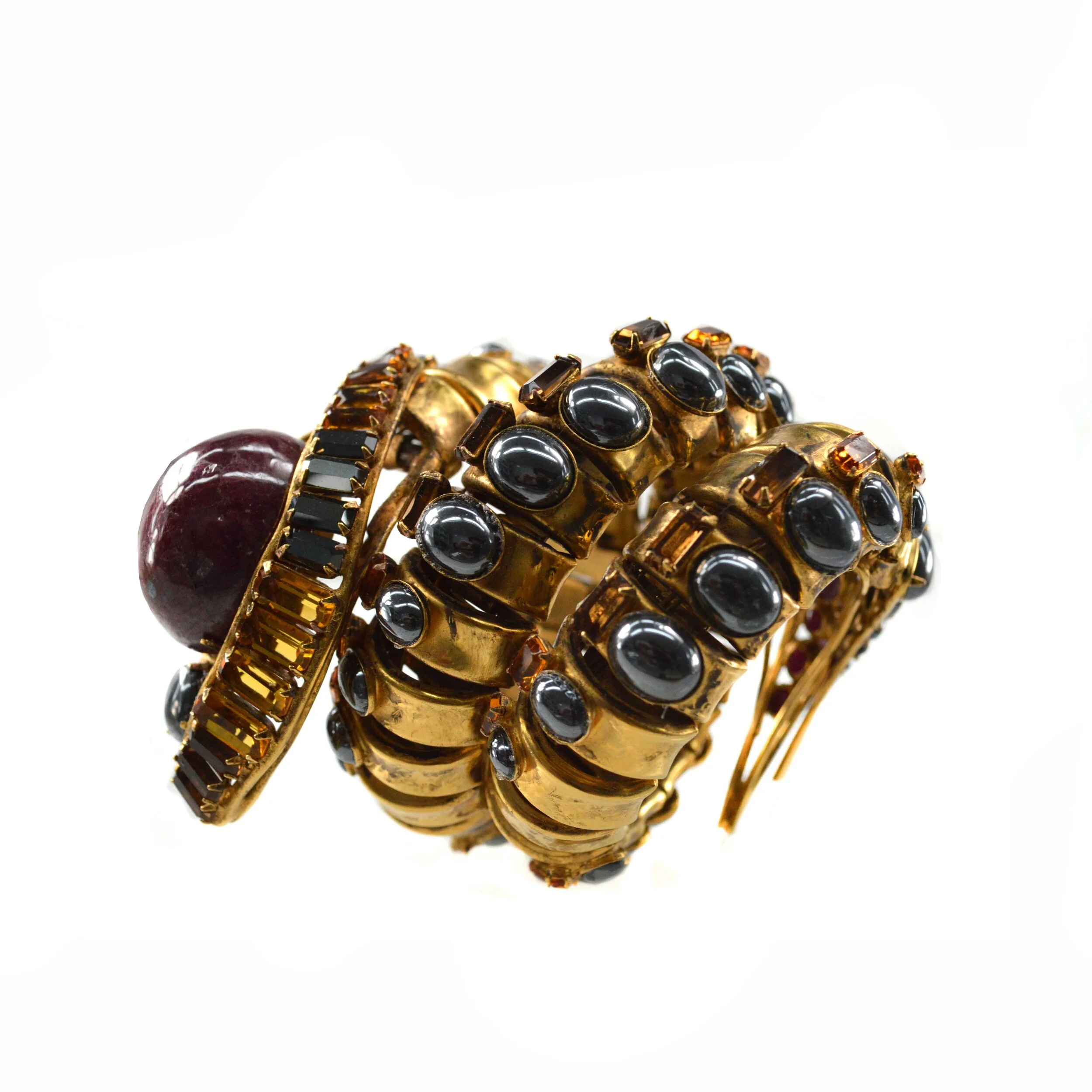 Ruby and Hematite Snake Cuff (CFSNK-48)