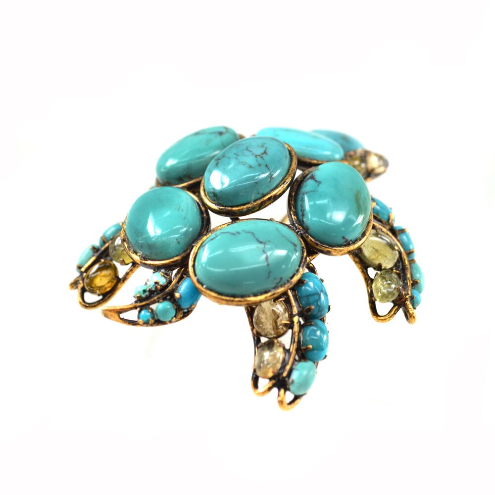 Turquoise Turtle Pin — Iradj Moini