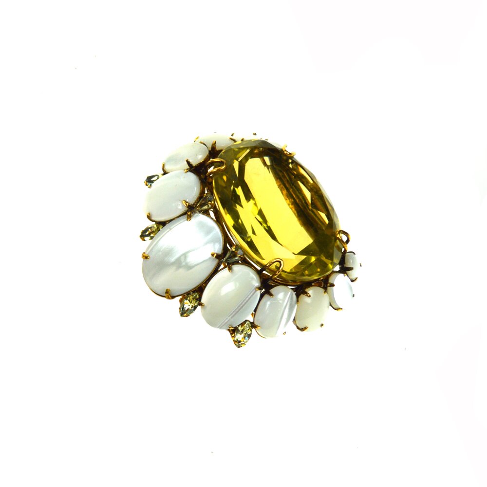 Vintage Pearl Sun Pin Pendant 14K Yellow Gold