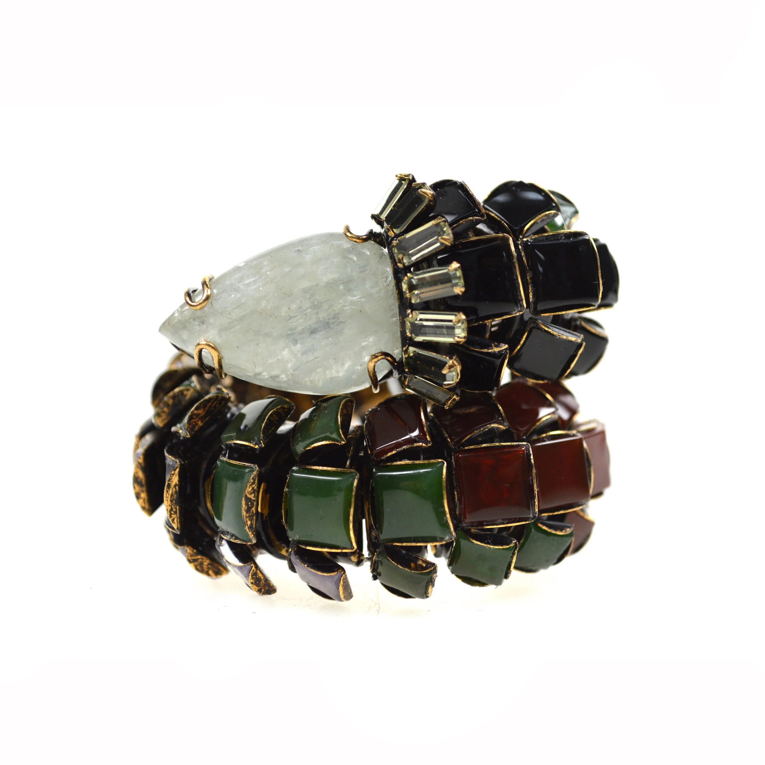 Jade, Carnelian and Amethyst Snake Cuff (CFSNK-33B)