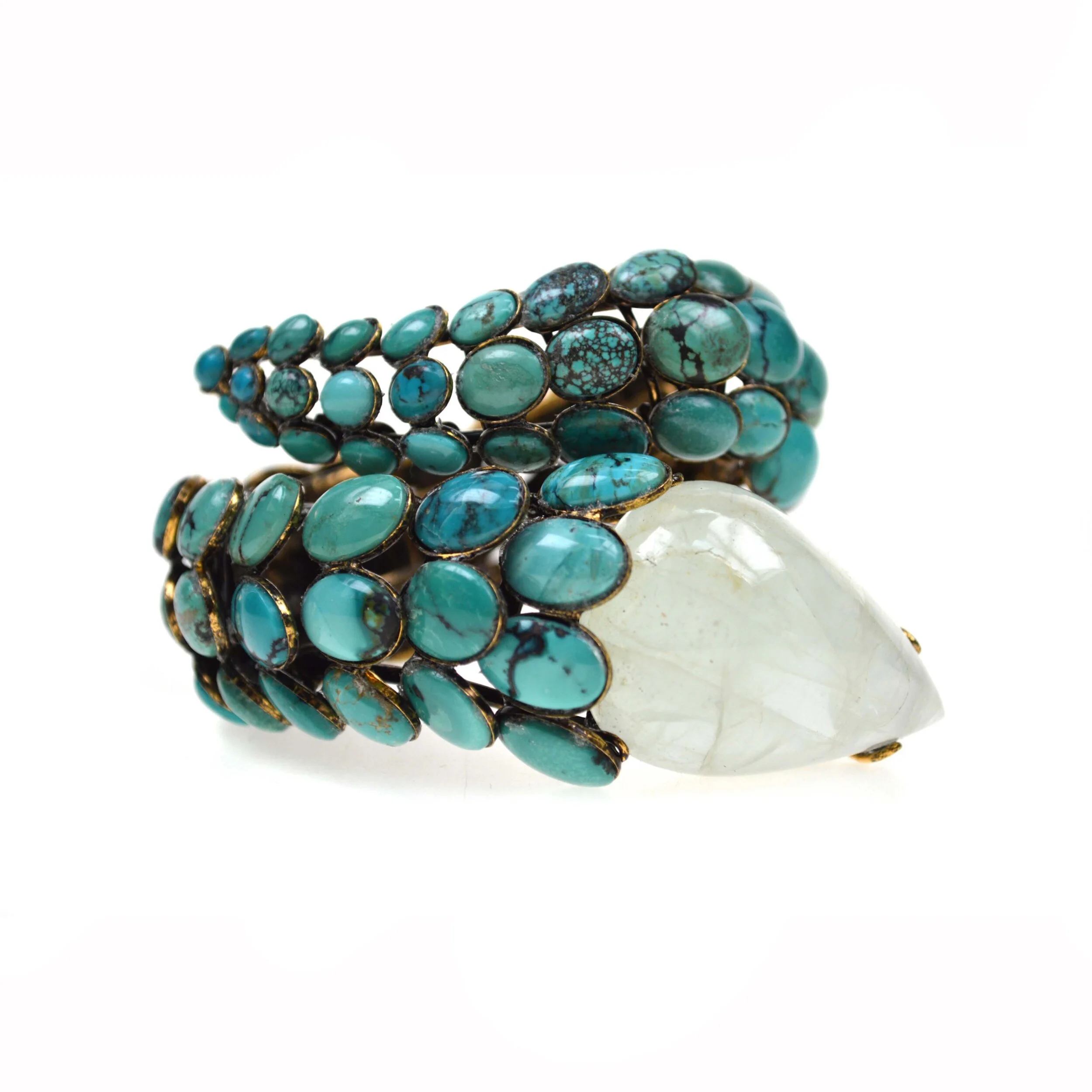 Aquamarine and Turquoise Snake Cuff (CFSNK-31A)