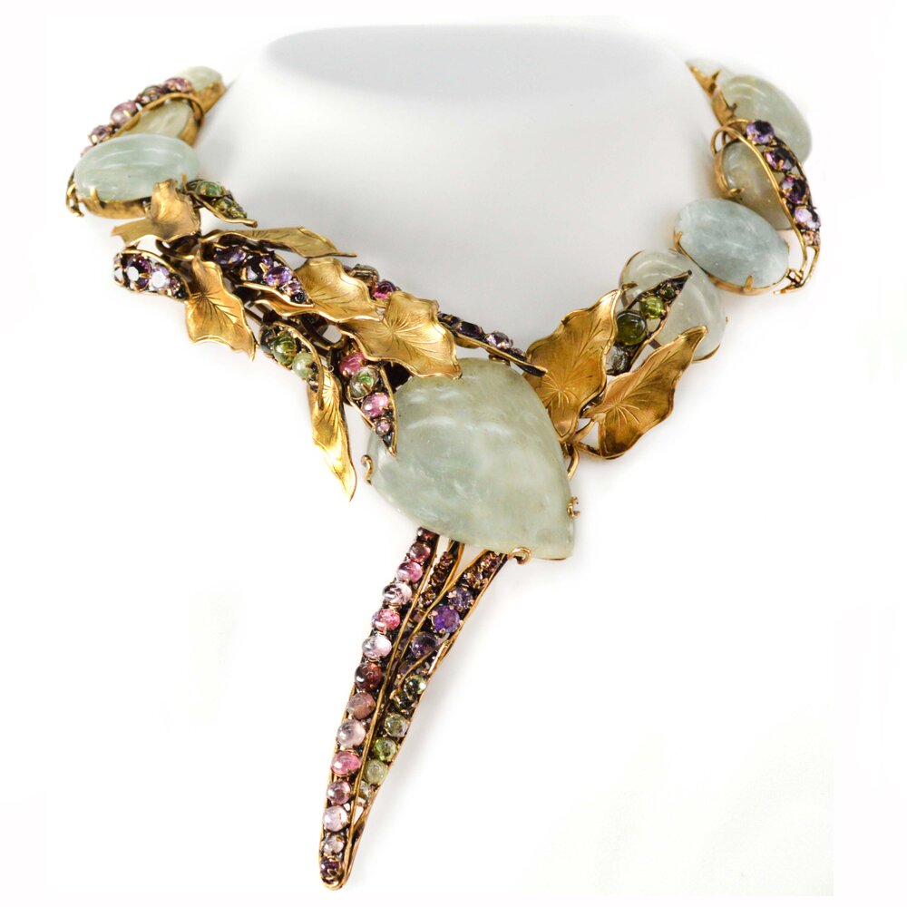 Aquamarine and Gold Snake Necklace (CHSNK-46) — Iradj Moini