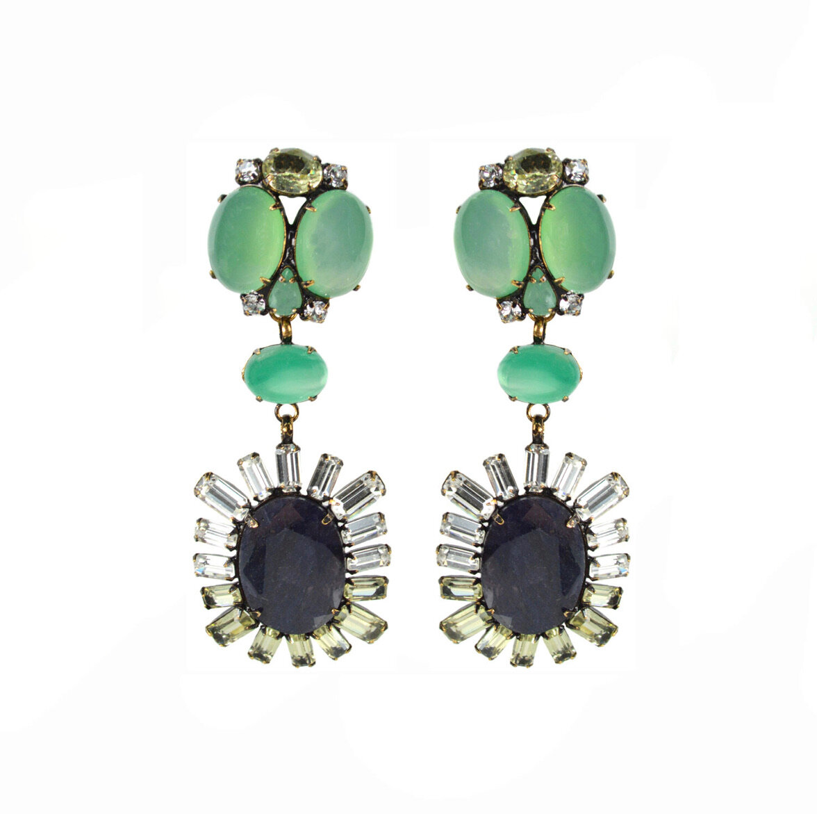 clip-drop-earrings-iradj-moini-statement-jewelry-costume-agate-sapphire-citrine-crystal