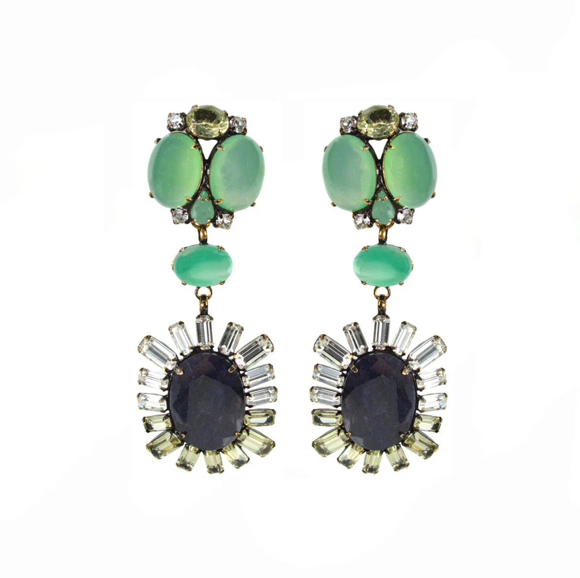 Green Agate and Sapphire Drops (ED1D-121S)