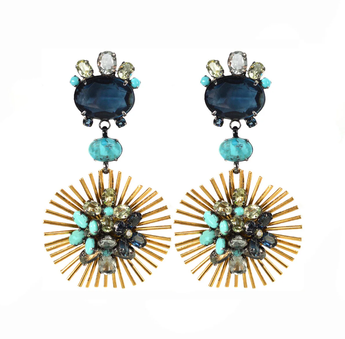 Iolite Spiked Flower Drops (ED4F-19T)