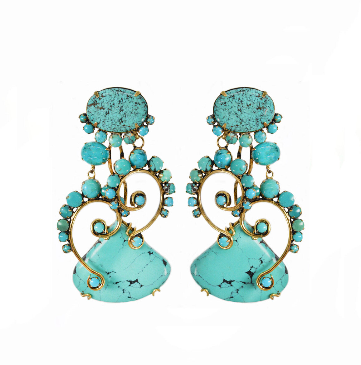 clip-drop-earrings-iradj-moini-statement-jewelry-costume-turquoise-swirl-loop