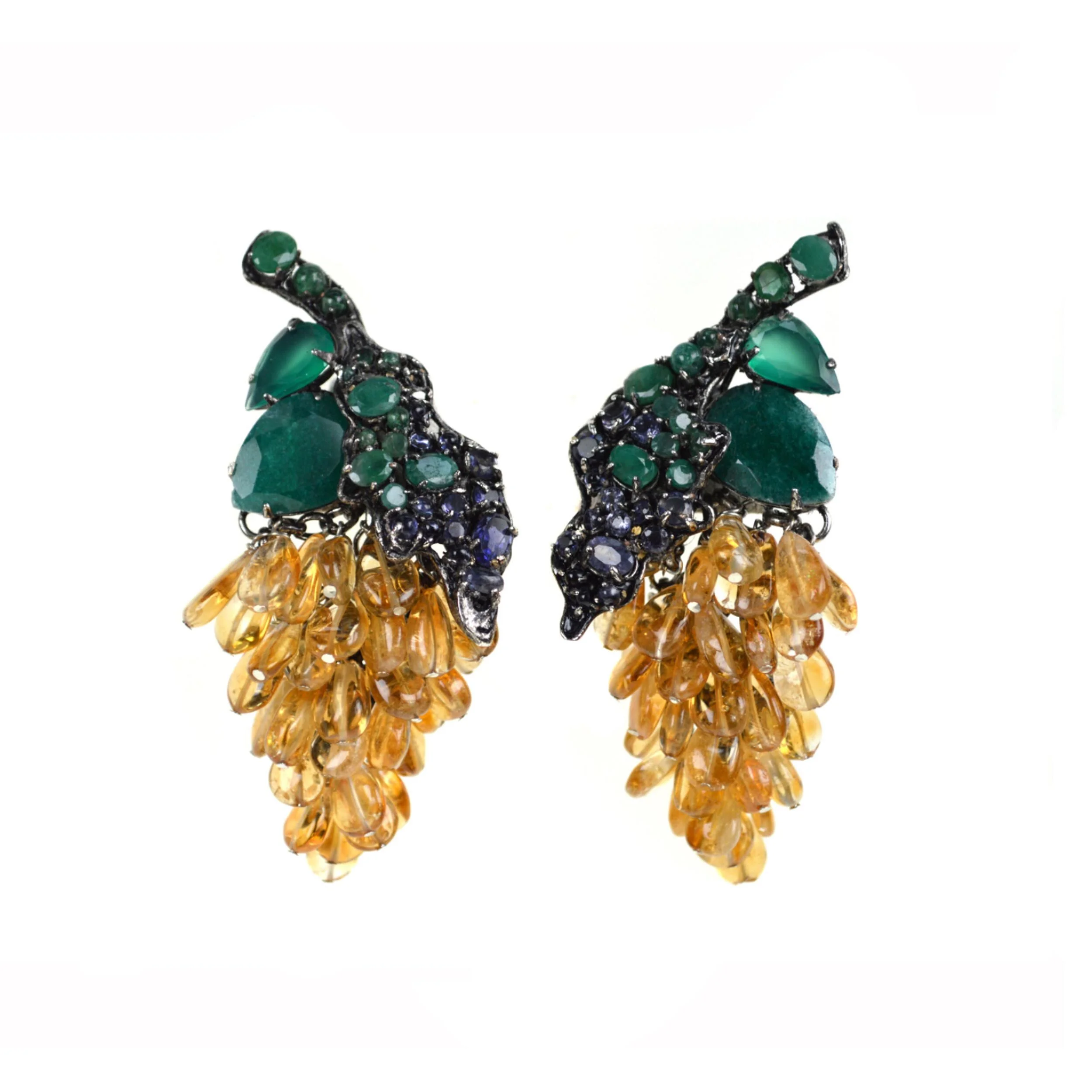Green Onyx Grape Earrings (EDGP-10C)