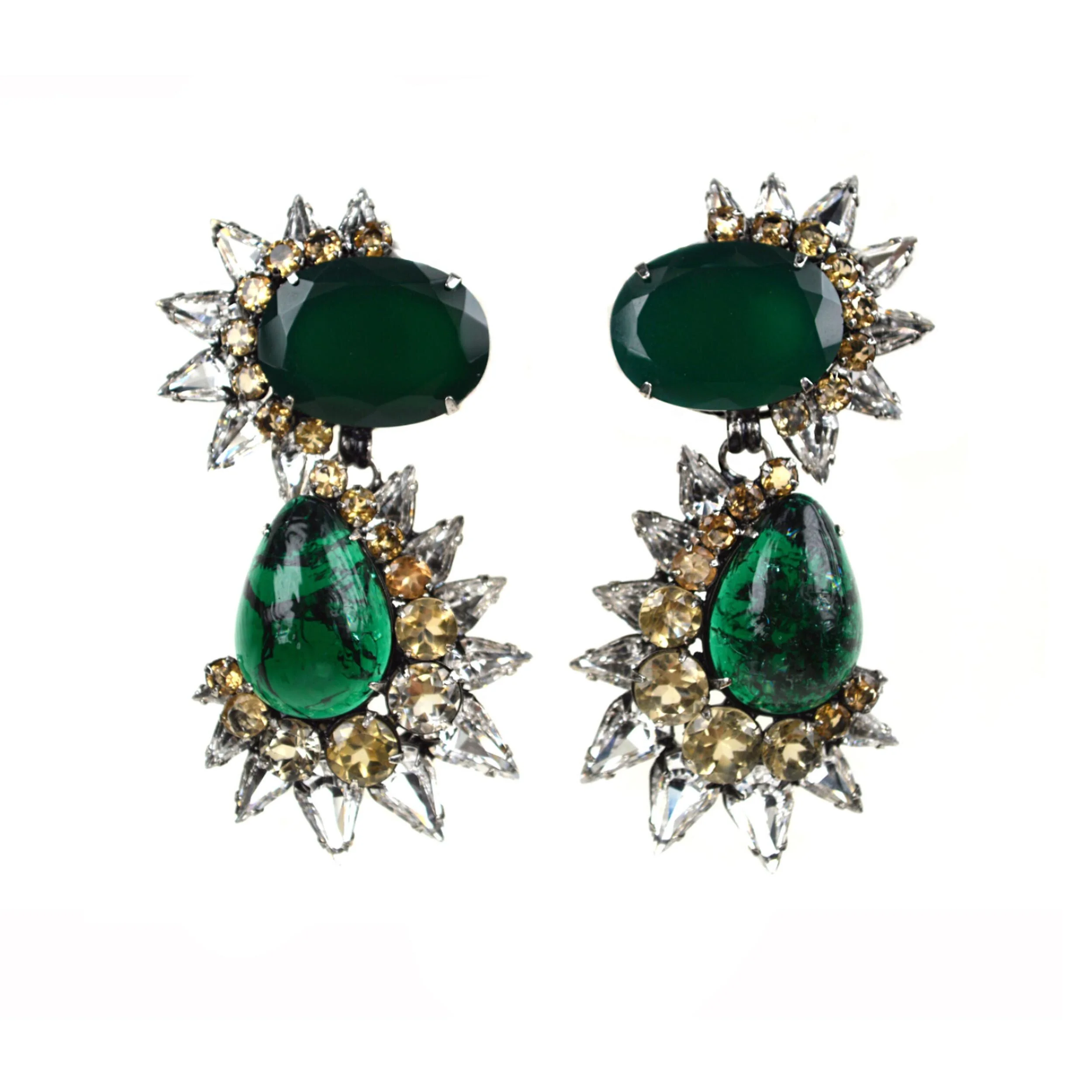 Green Onyx Evening Drop Earrings (ED1D-116G)