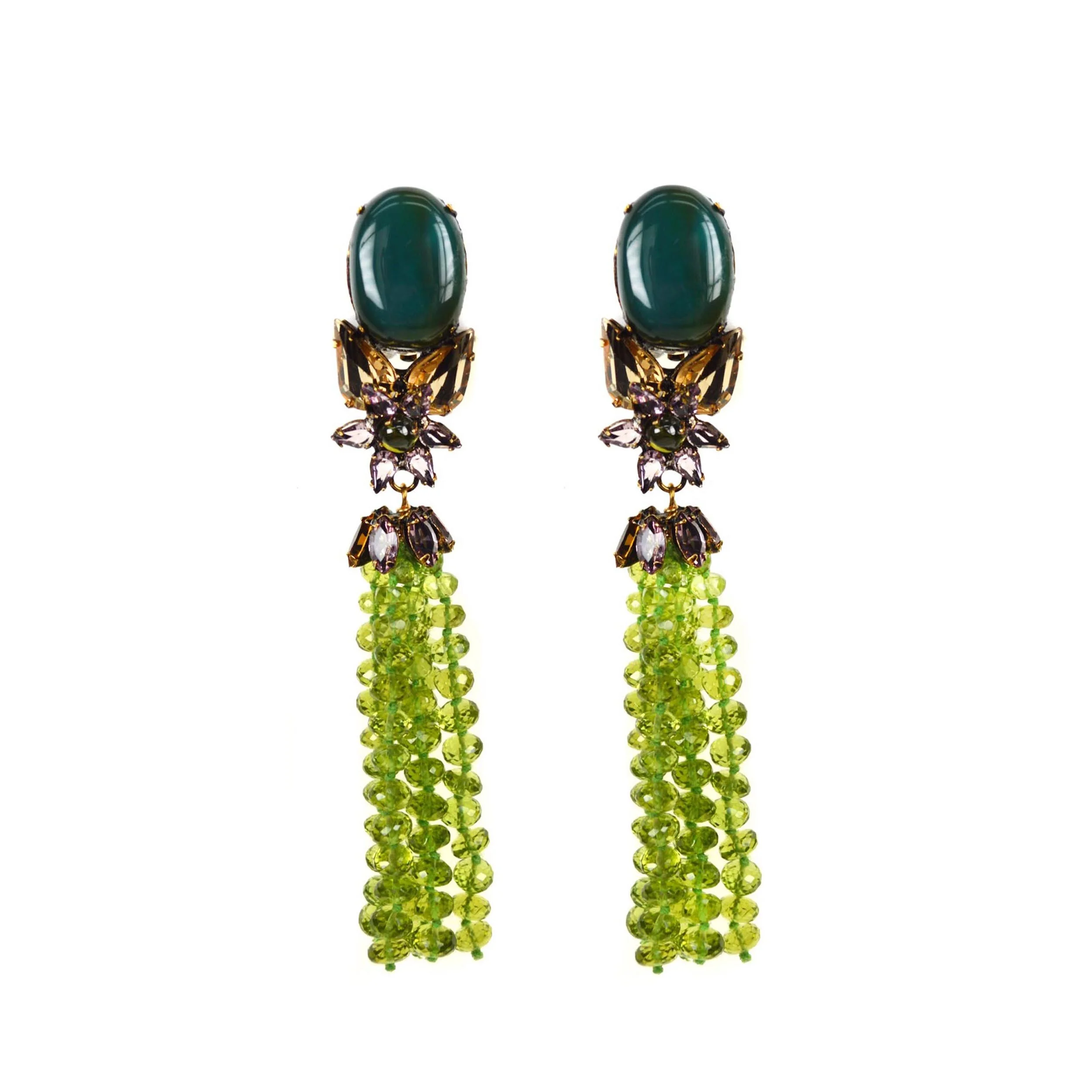 Peridot Tassel Earrings (EDTSL-32P)