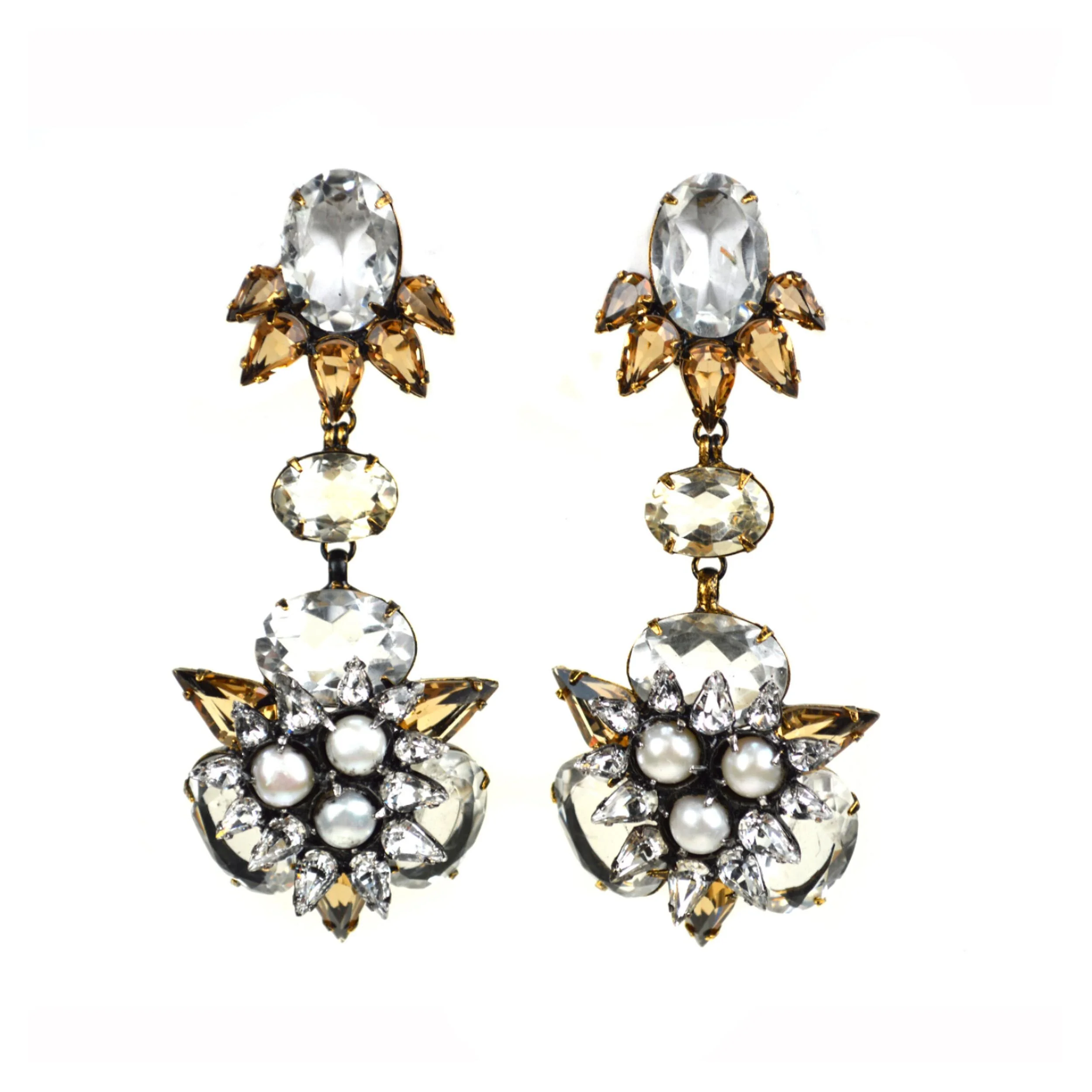 Rock Crystal and Pearl XL Drops (ED1D-110RC)
