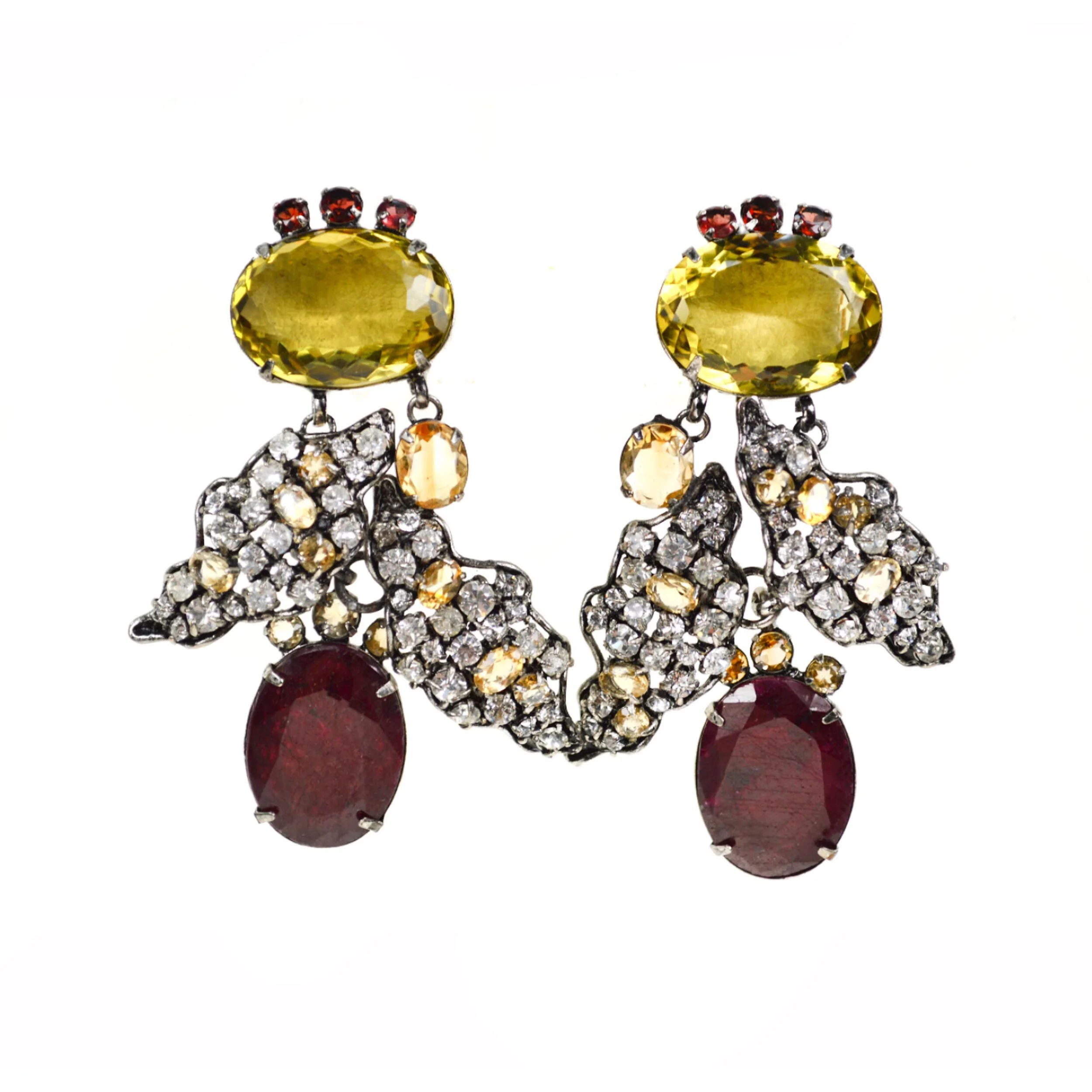 Ruby and Crystal Leaf Drops (EDLF-27R)