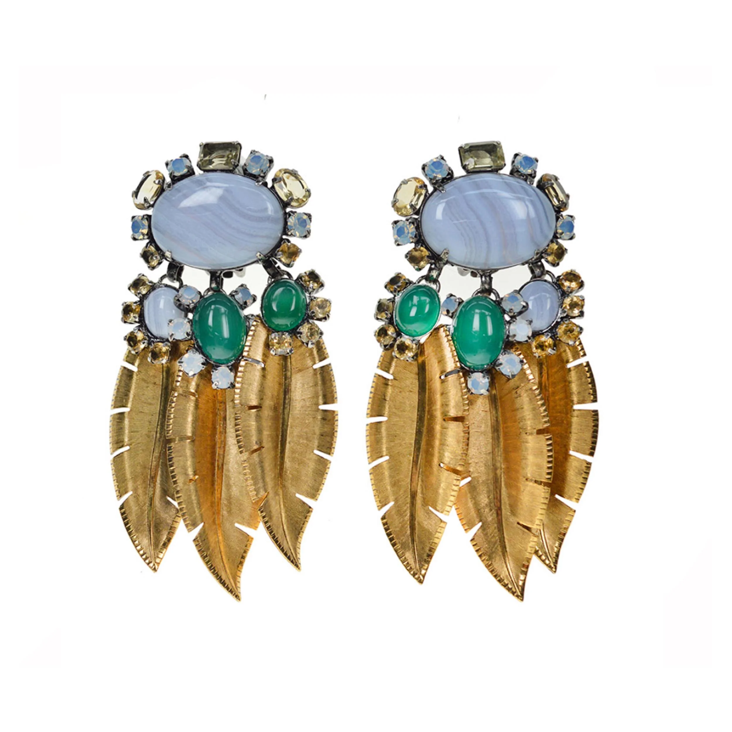 Chalcedony Leaf Earrings (EDLF-33)