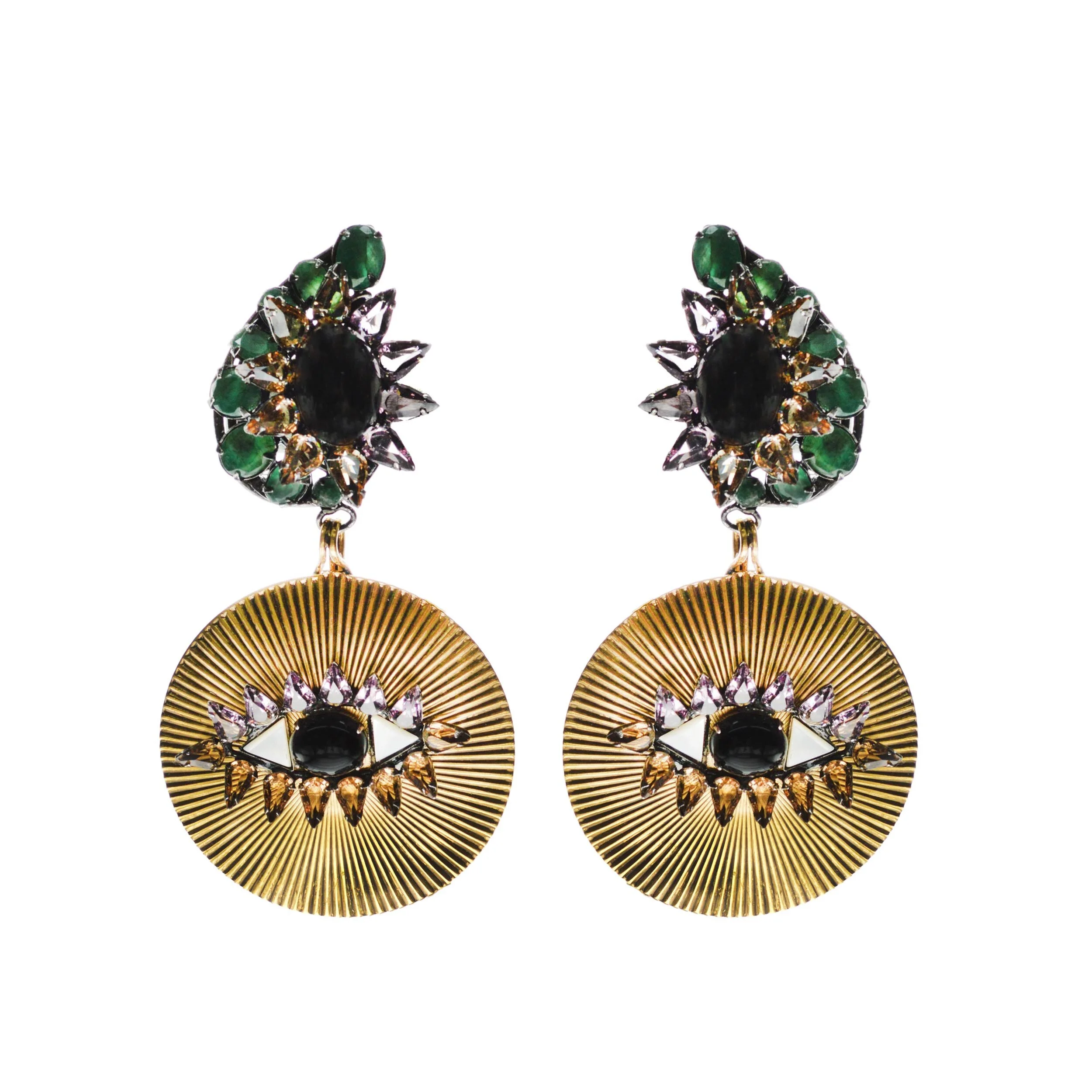 clip-drop-earrings-iradj-moini-statement-jewelry-costume-eye-gold-onyx-amethyst-citrine-crystal
