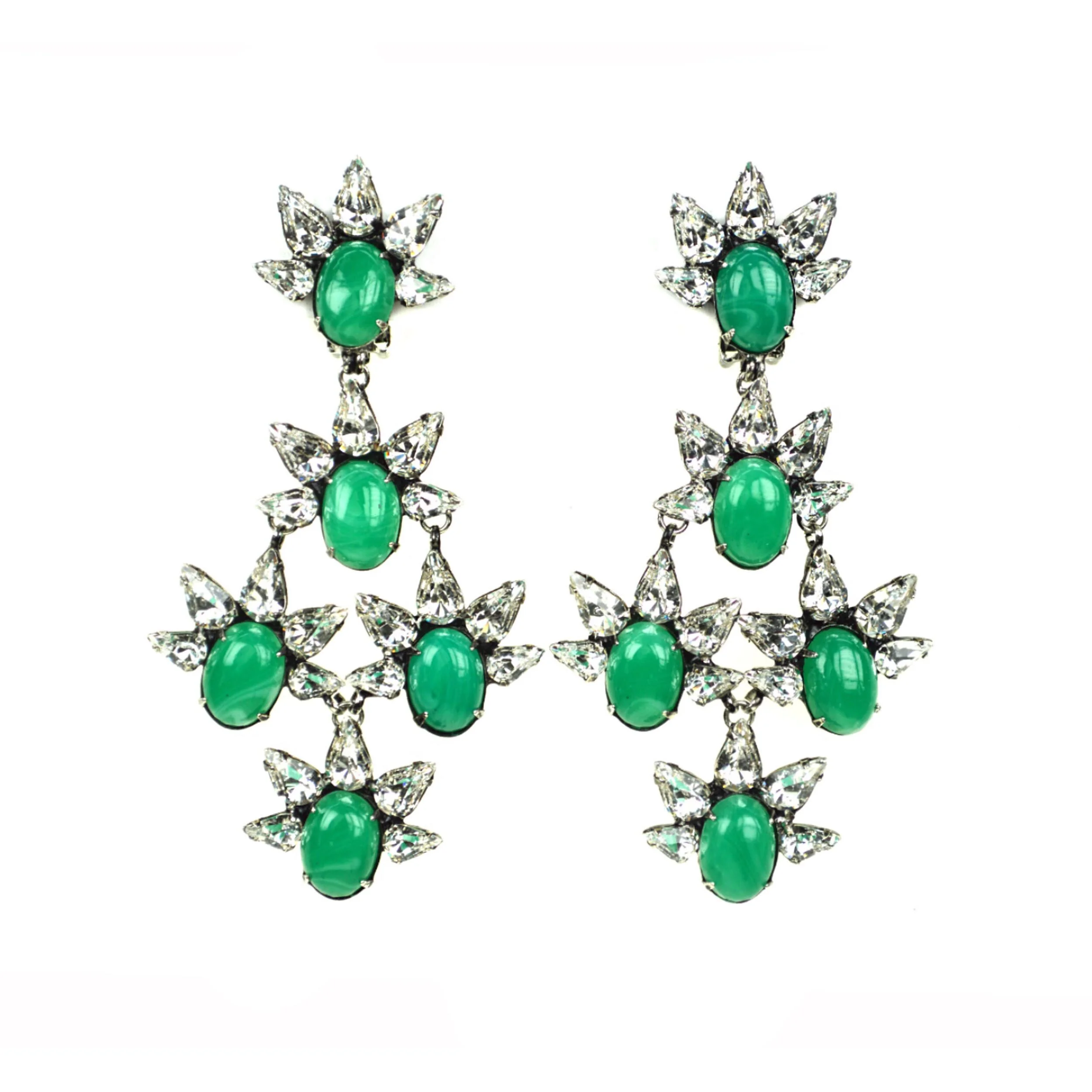 Green Czech Crystal Drops (ED5F-6)