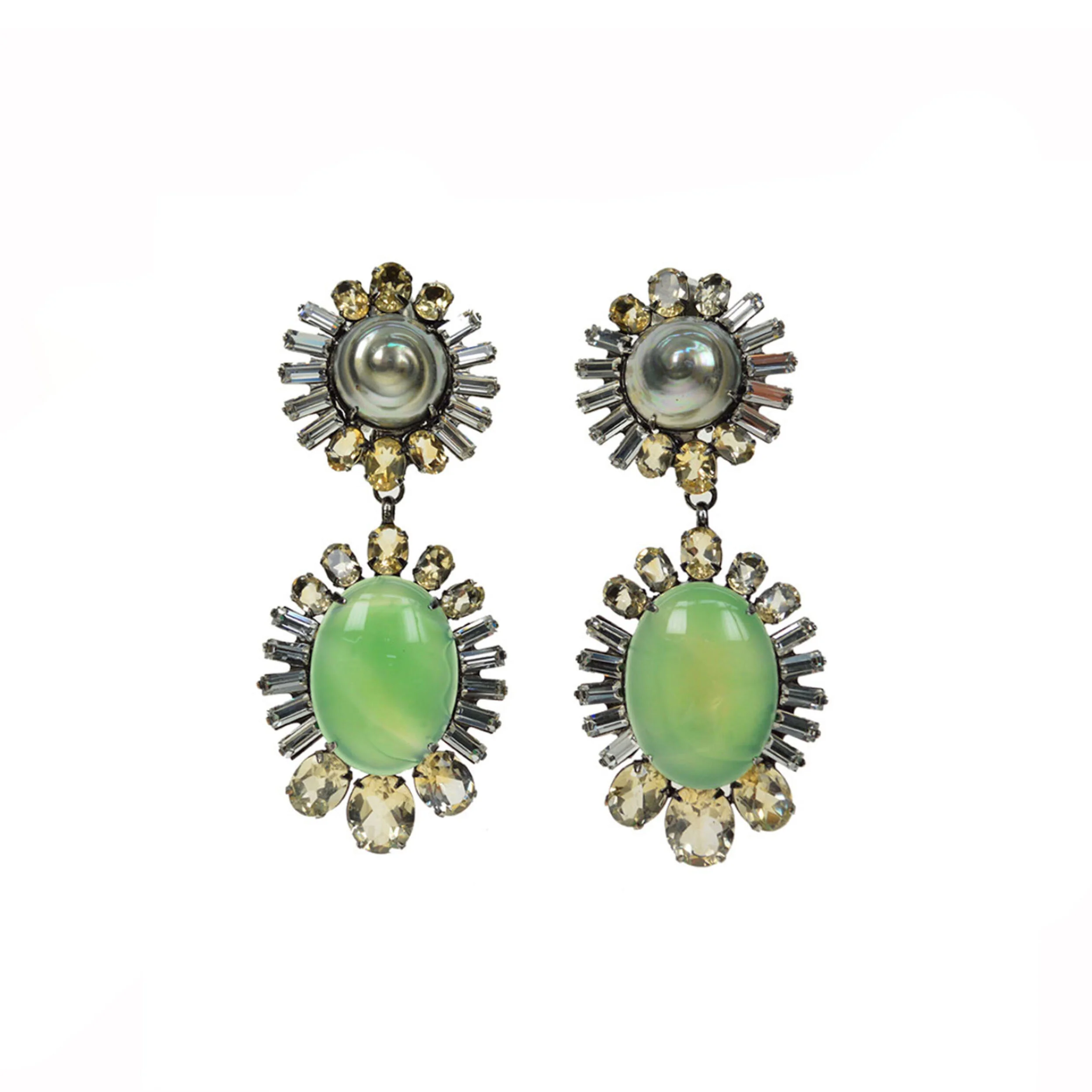 Grey Pearl and Aventurine Earrings (ED1D-123AV)
