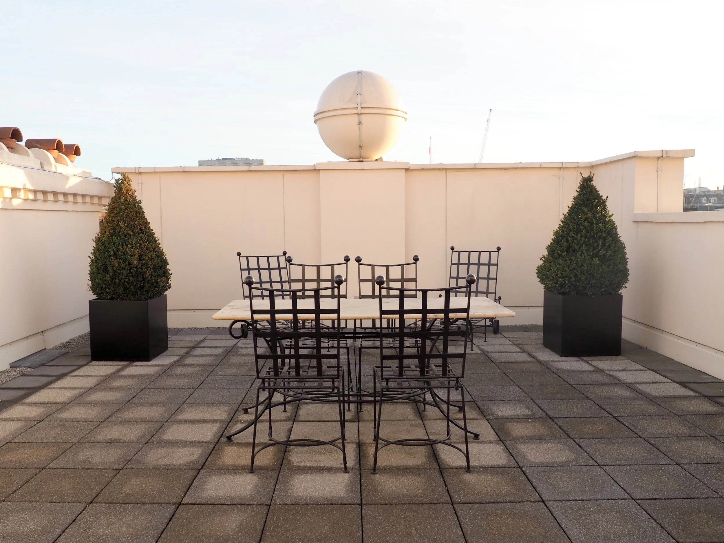 The front-facing terrace at The Beaumont Hotel's Terrace Suite