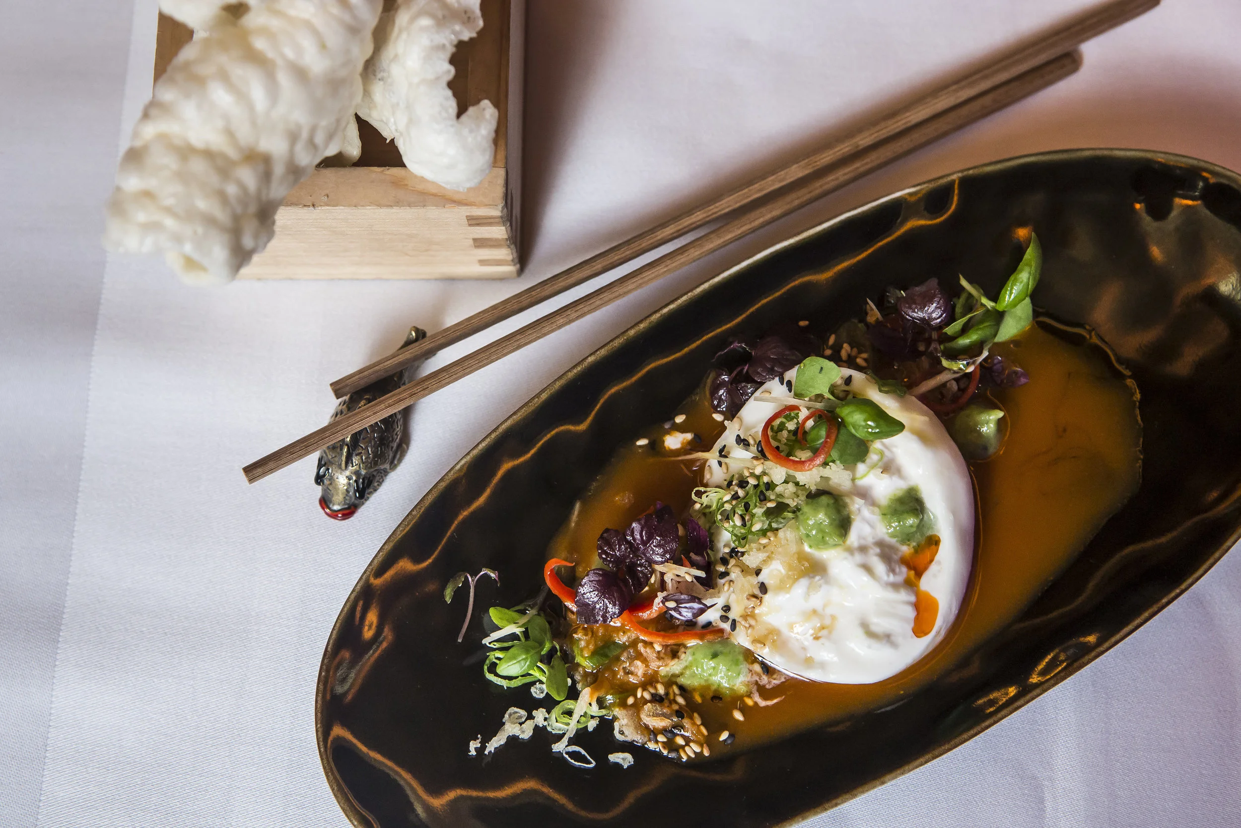 Sexy Fish, burrata and kimchi salad