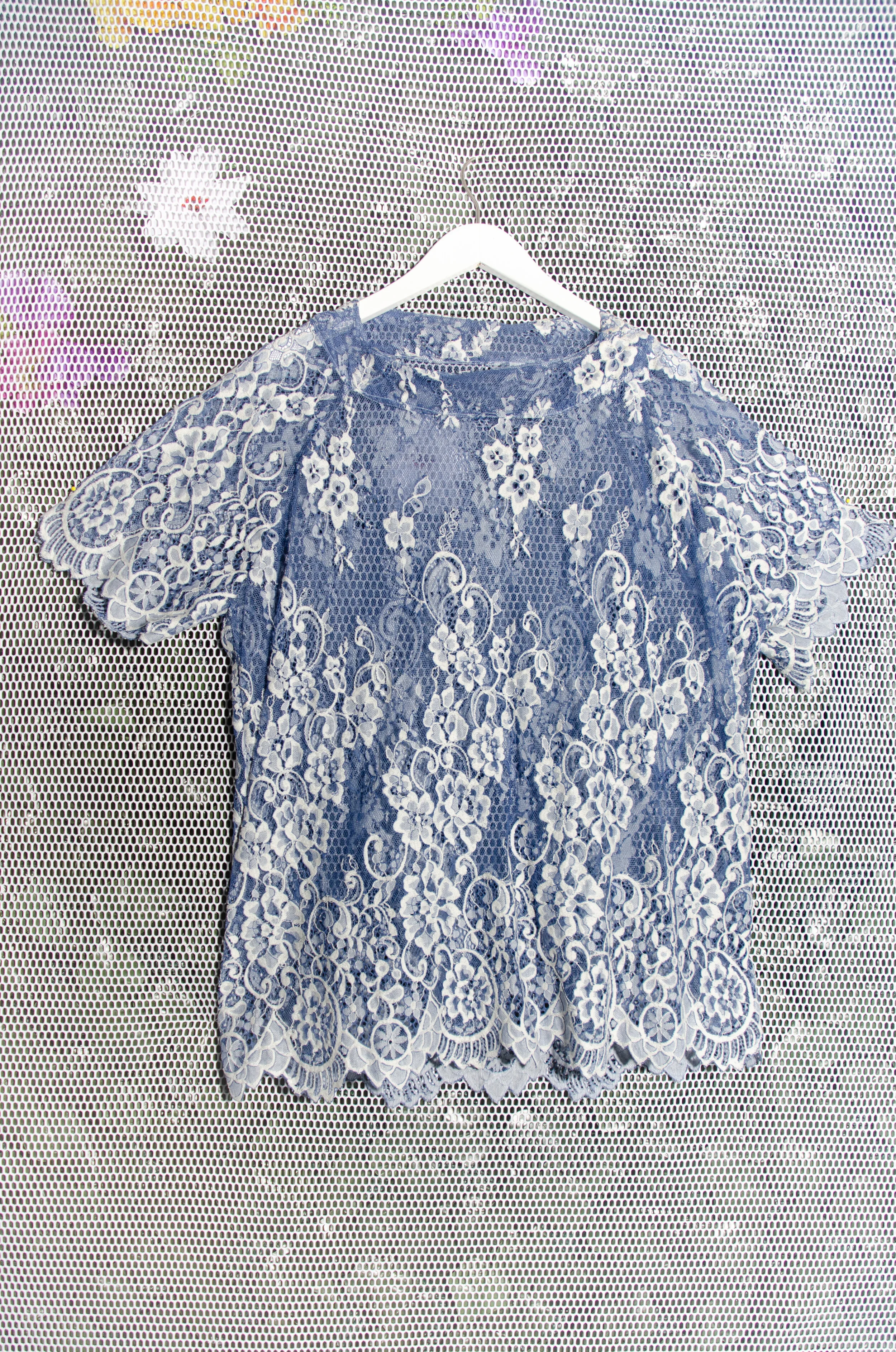 Floral Periwinkle Lace Tee