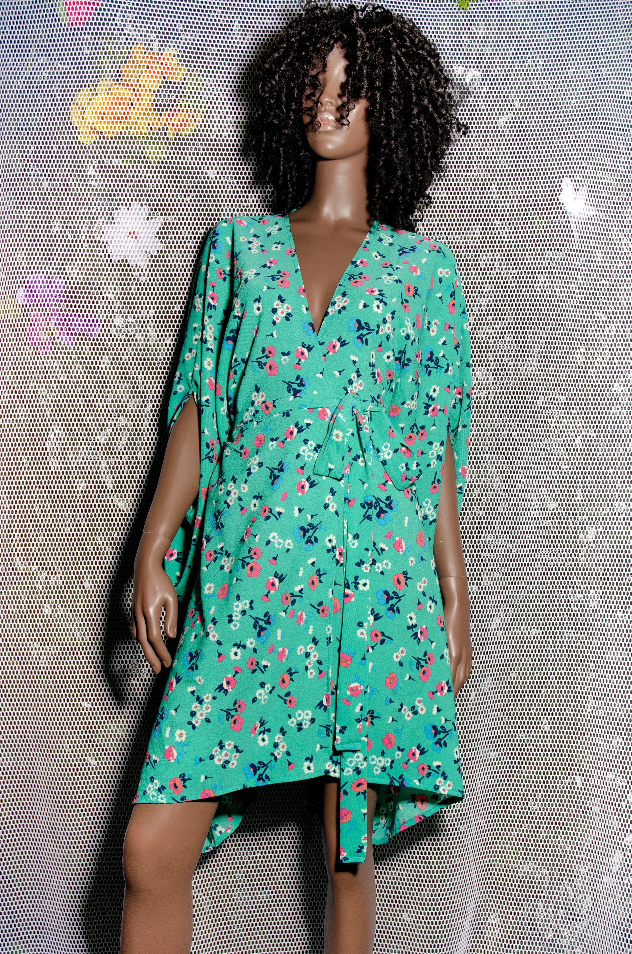 Turquoise + Pink Floral Robe