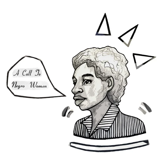 A Call to Negro Women Cover Illustration. Published as the cover for A Call to Negro Women , a zine by Mariame Kaba and Dr. Ashley Farmer. Pen, pencil, digital. 2019.