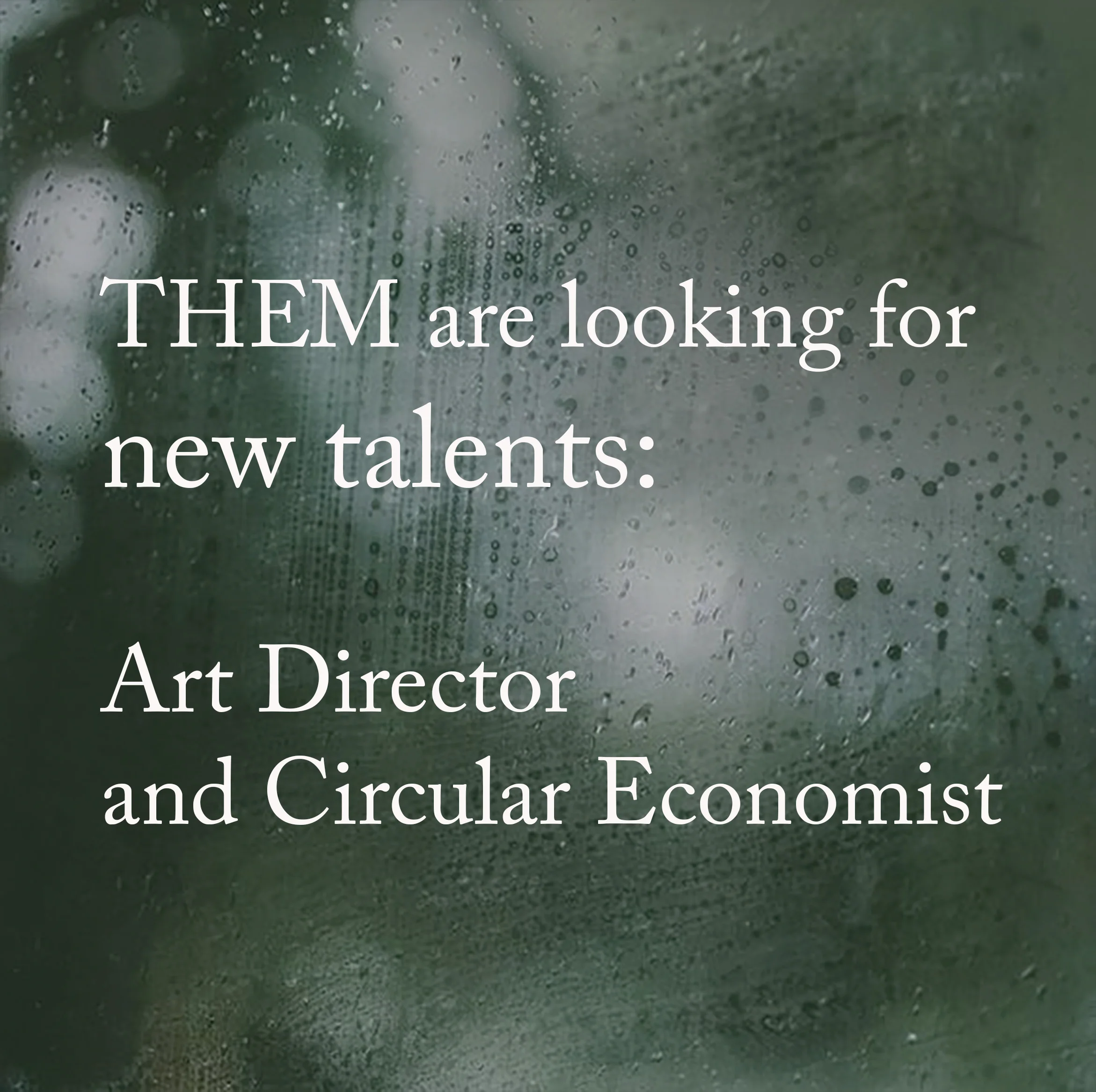 Oct 3, 2018. New talents Are you skilled in sustainability and circular economy plus one of the professions above? Drop us a mail: info@them-partner.com (Please, spread the word!)