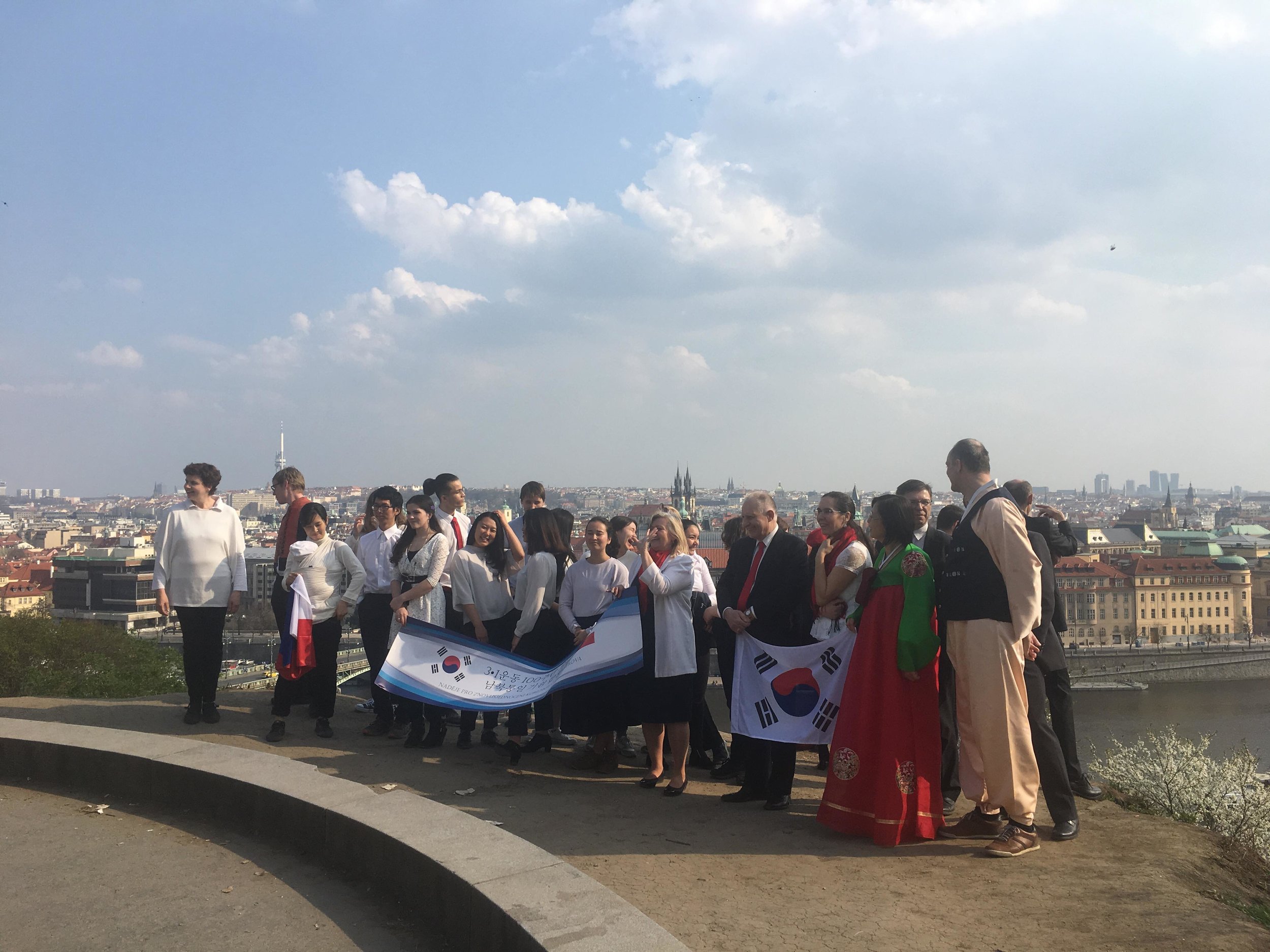 Preparing to sing “Tongil” Unification song for North and South Korea