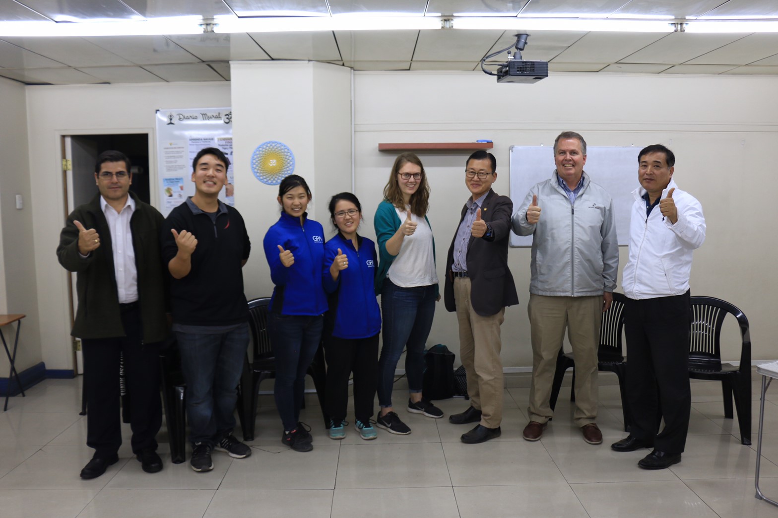 (Left to Right) Javier Sierra (National Leader), Sotetsu Honda, Kana Ishii, Fuyu Fujioka, Rosai Schmidt, Reverend Lee, Ross Grange, Reverend Seo